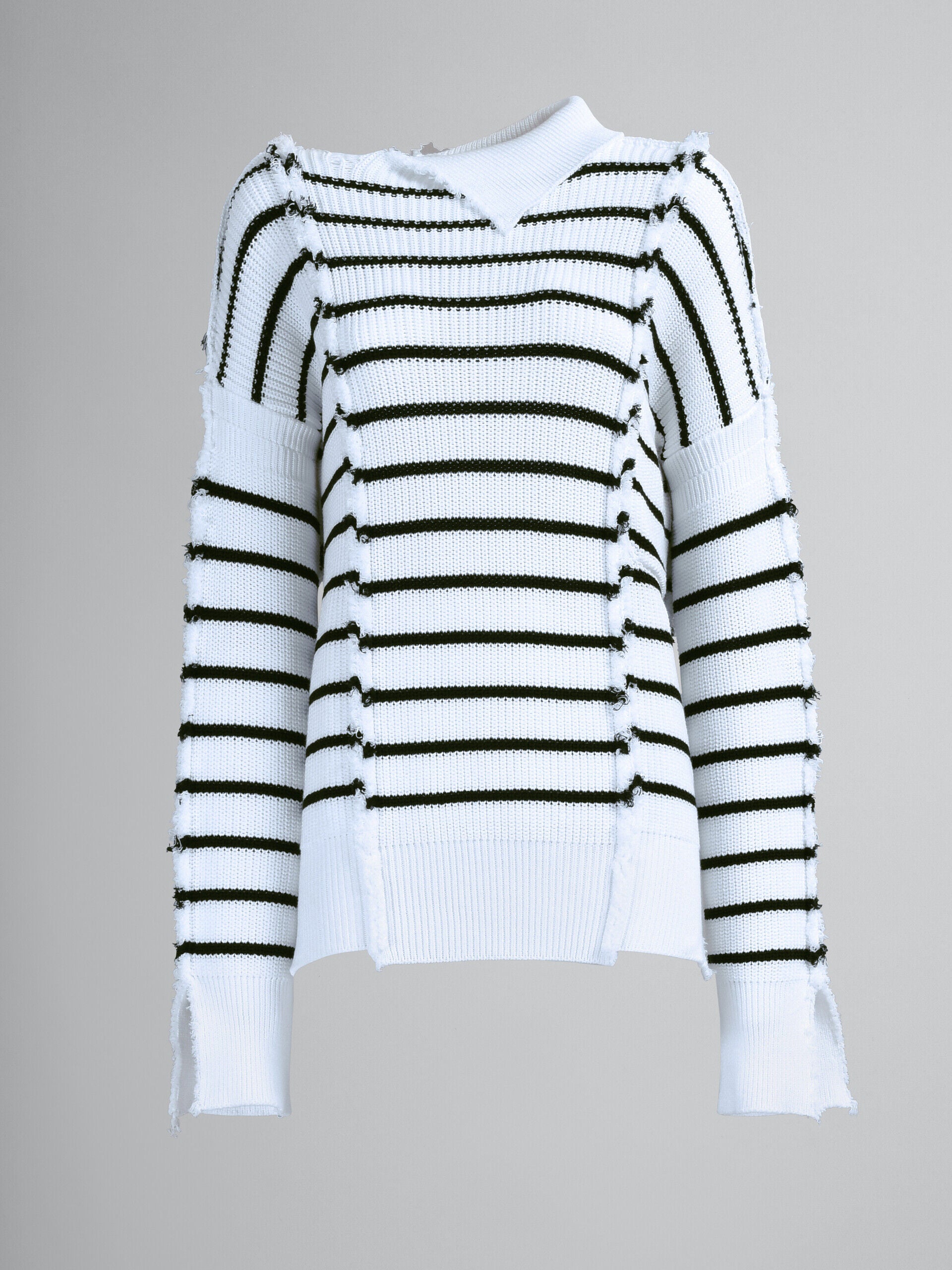 MARNI WOMEN'S WHITE BLACK STRIPED SWEATER