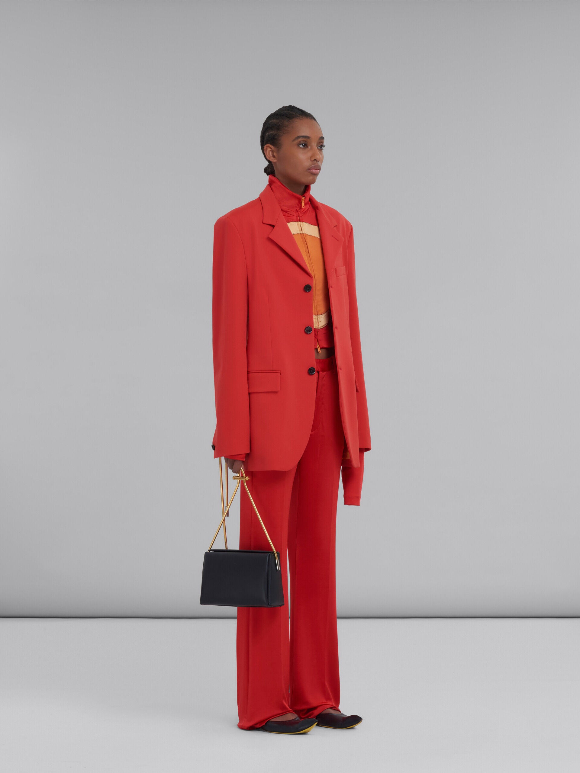 MARNI WOMEN'S RED TAILORED SINGLE-BREASTED BLAZER