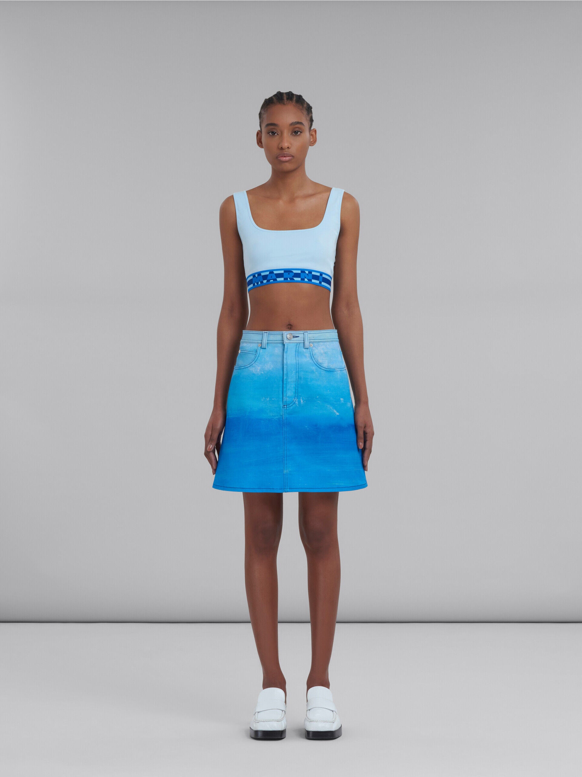 MARNI WOMEN'S VIVID BLUE DENIM MINI SKIRT
