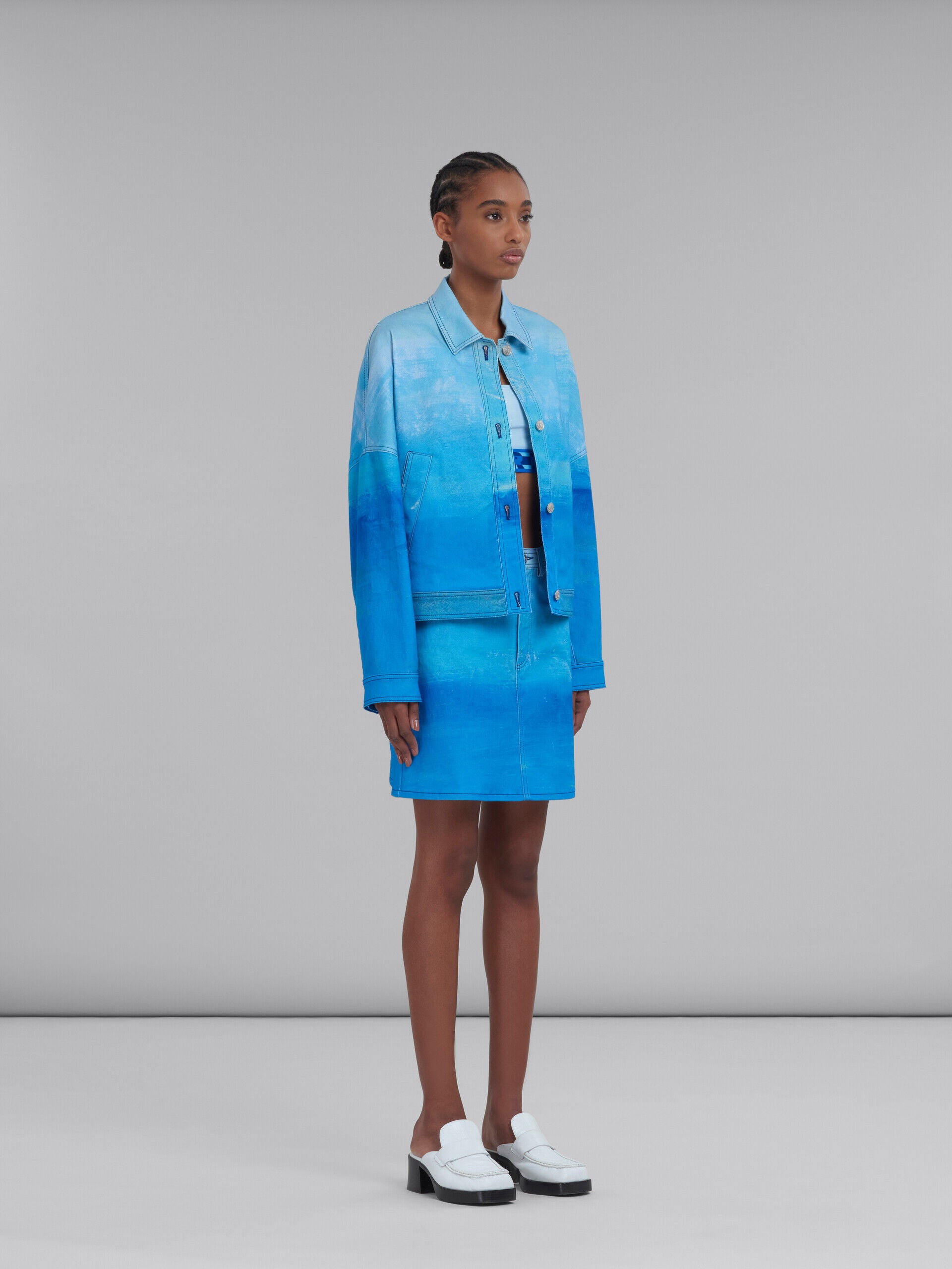 MARNI WOMEN'S VIVID BLUE DENIM MINI SKIRT