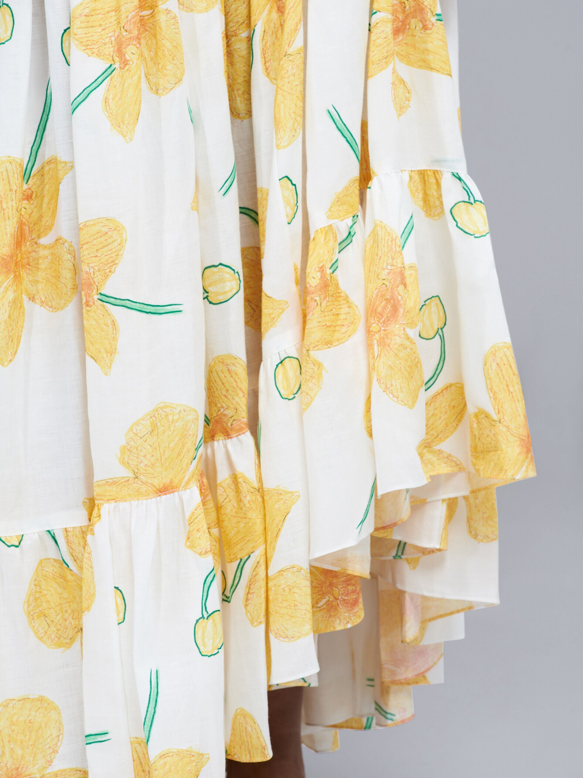 MARNI WOMEN'S FLORAL ASYMMETRIC RUFFLED SKIRT