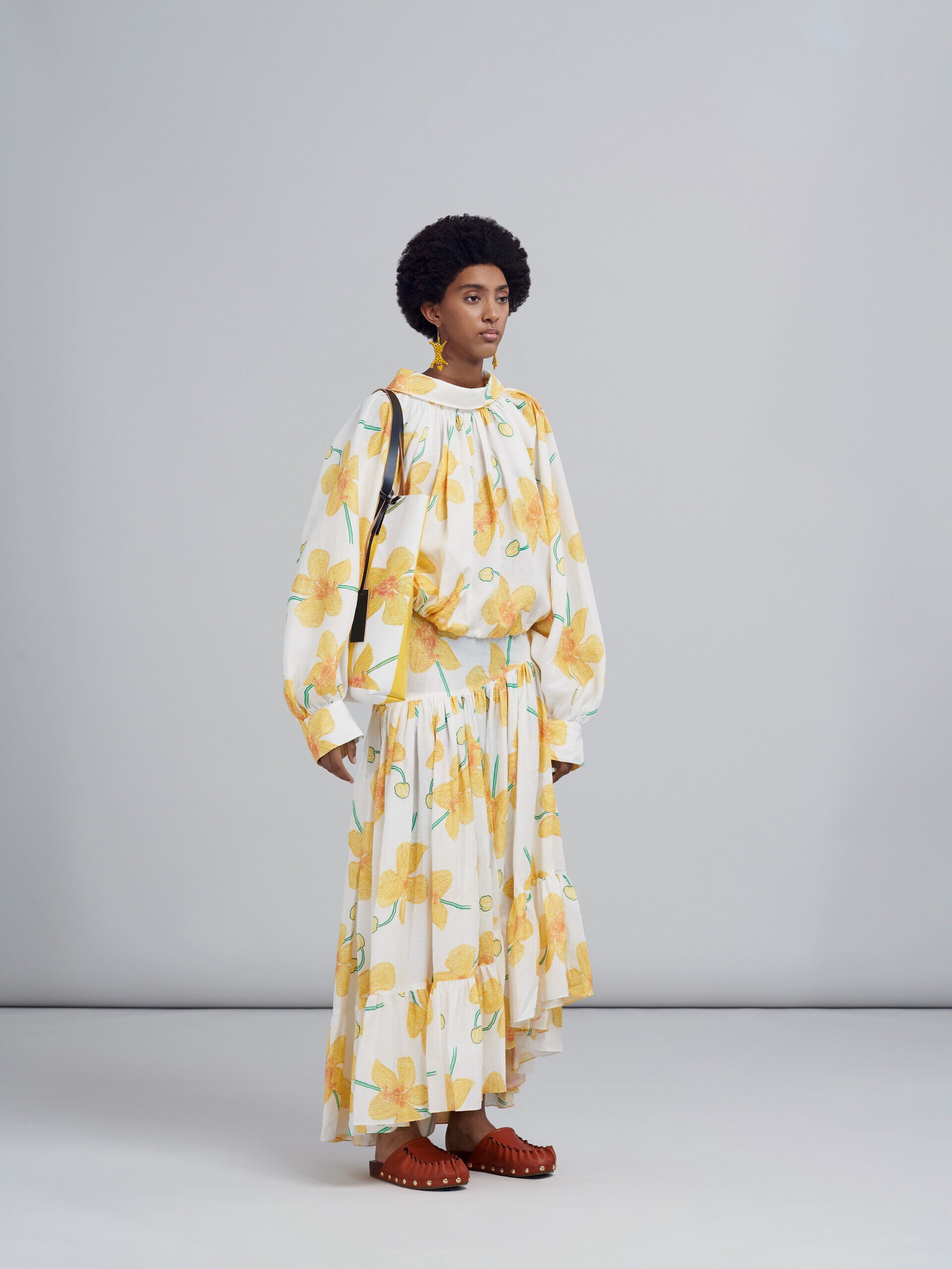 MARNI WOMEN'S FLORAL ASYMMETRIC RUFFLED SKIRT