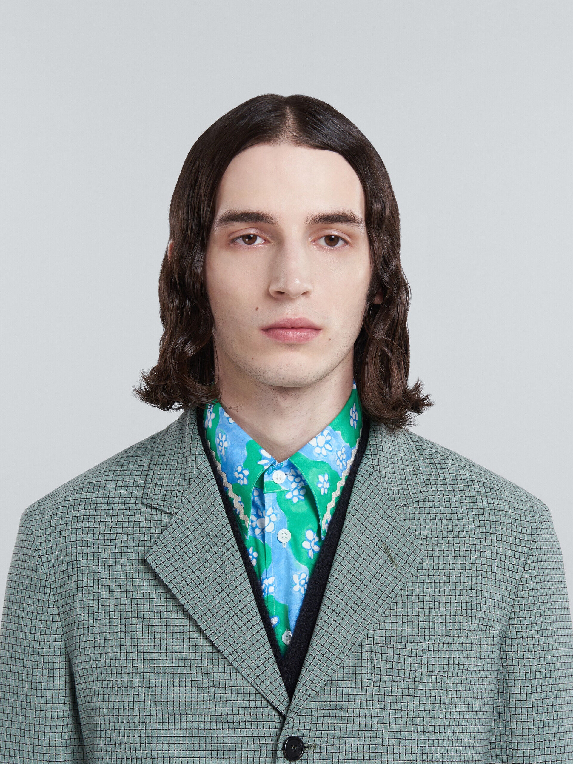 MARNI MEN'S SAGE CHECK THREE-BUTTON BLAZER