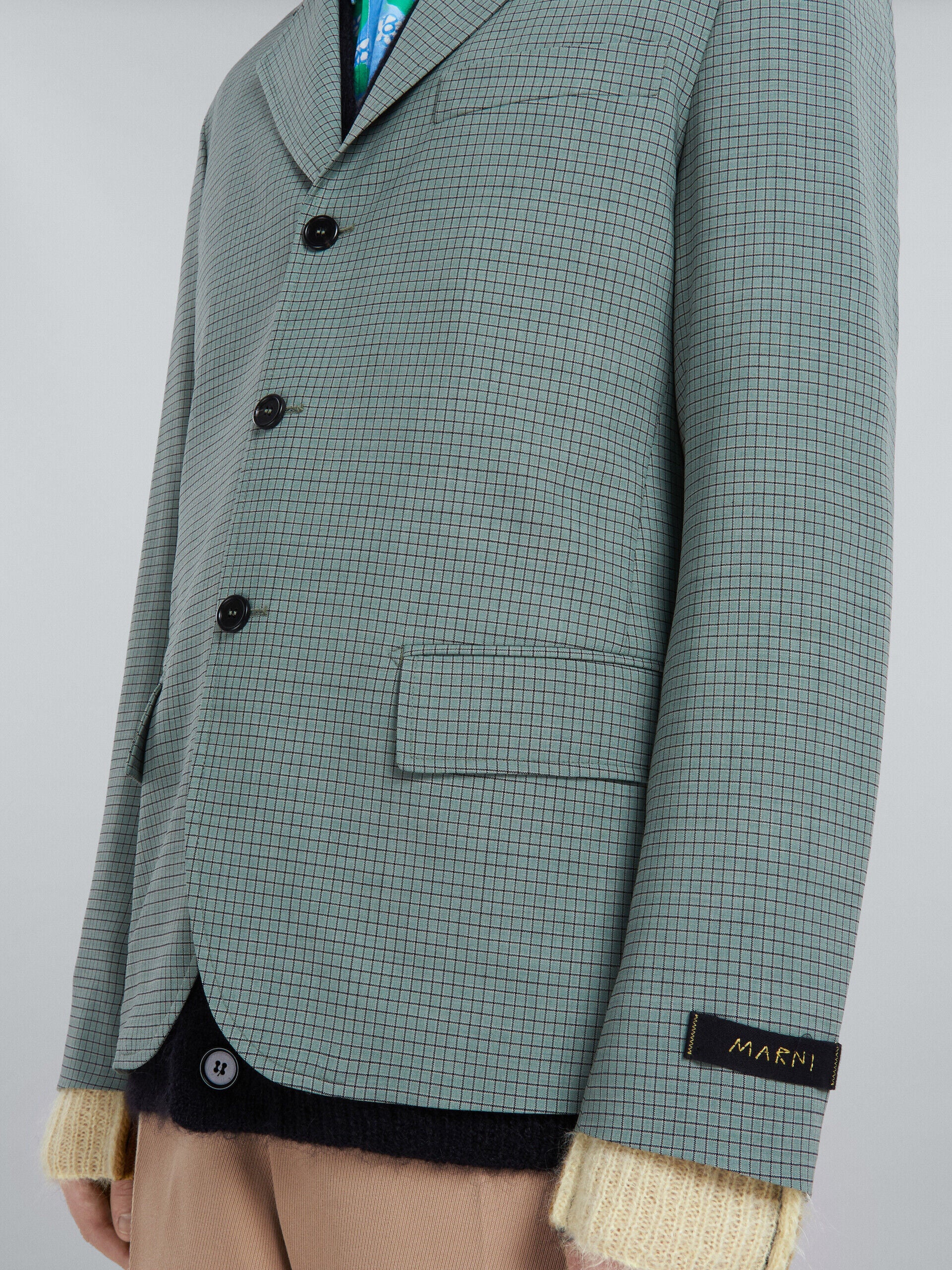 MARNI MEN'S SAGE CHECK THREE-BUTTON BLAZER