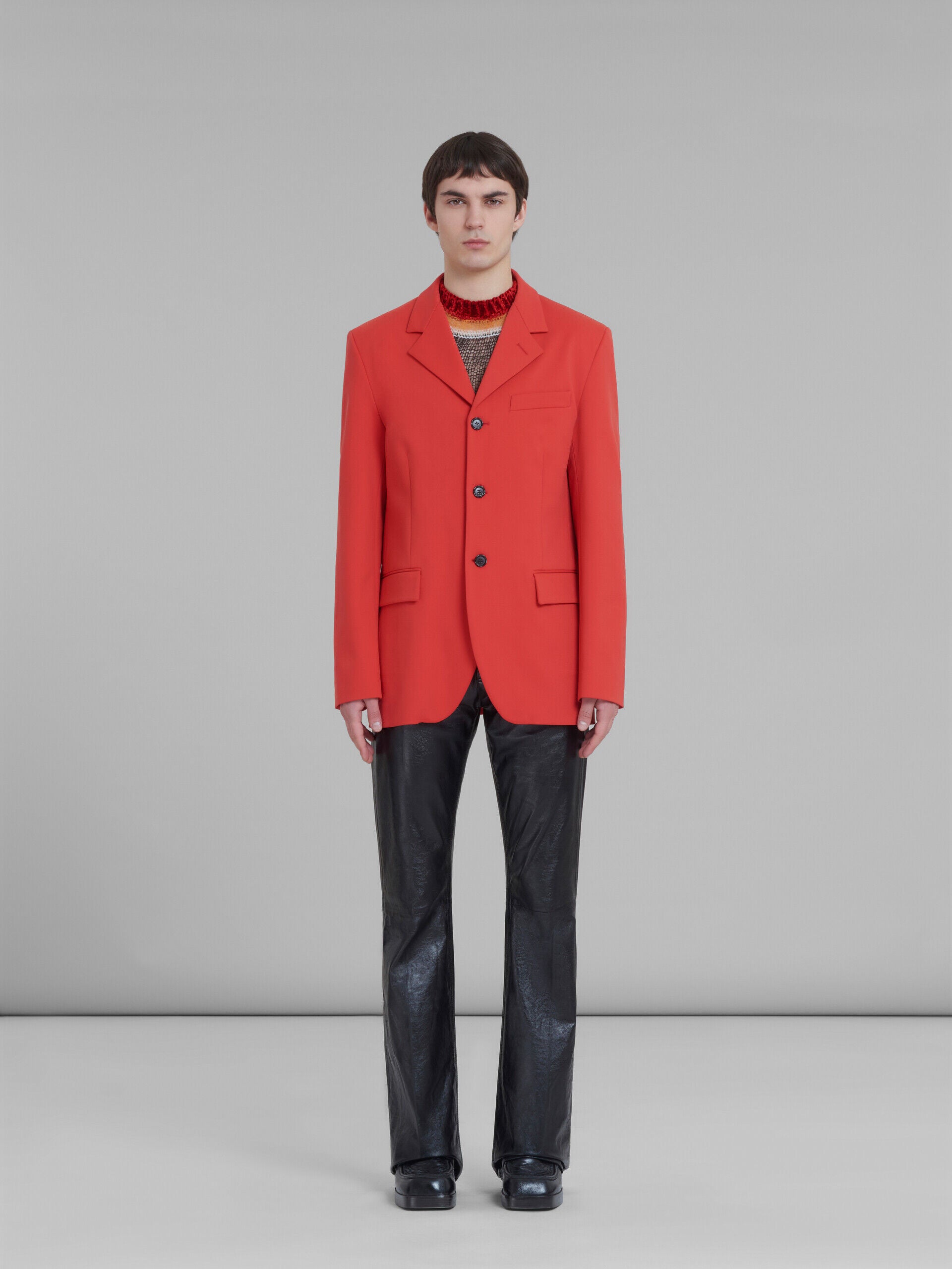 MARNI MEN'S RED TAILORED SINGLE-BREASTED BLAZER