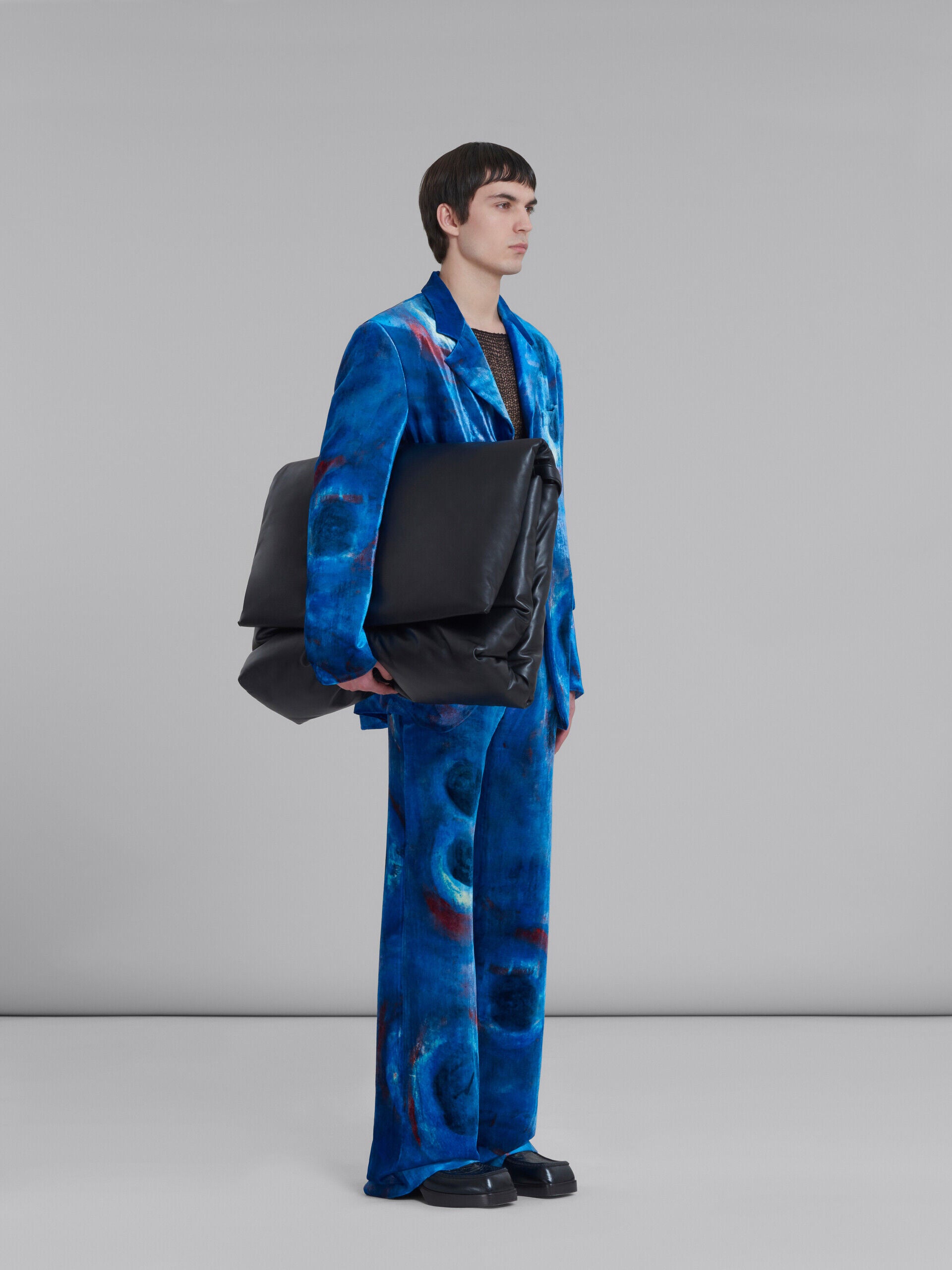 MARNI MEN'S COBALT VELVET THREE-BUTTON JACKET