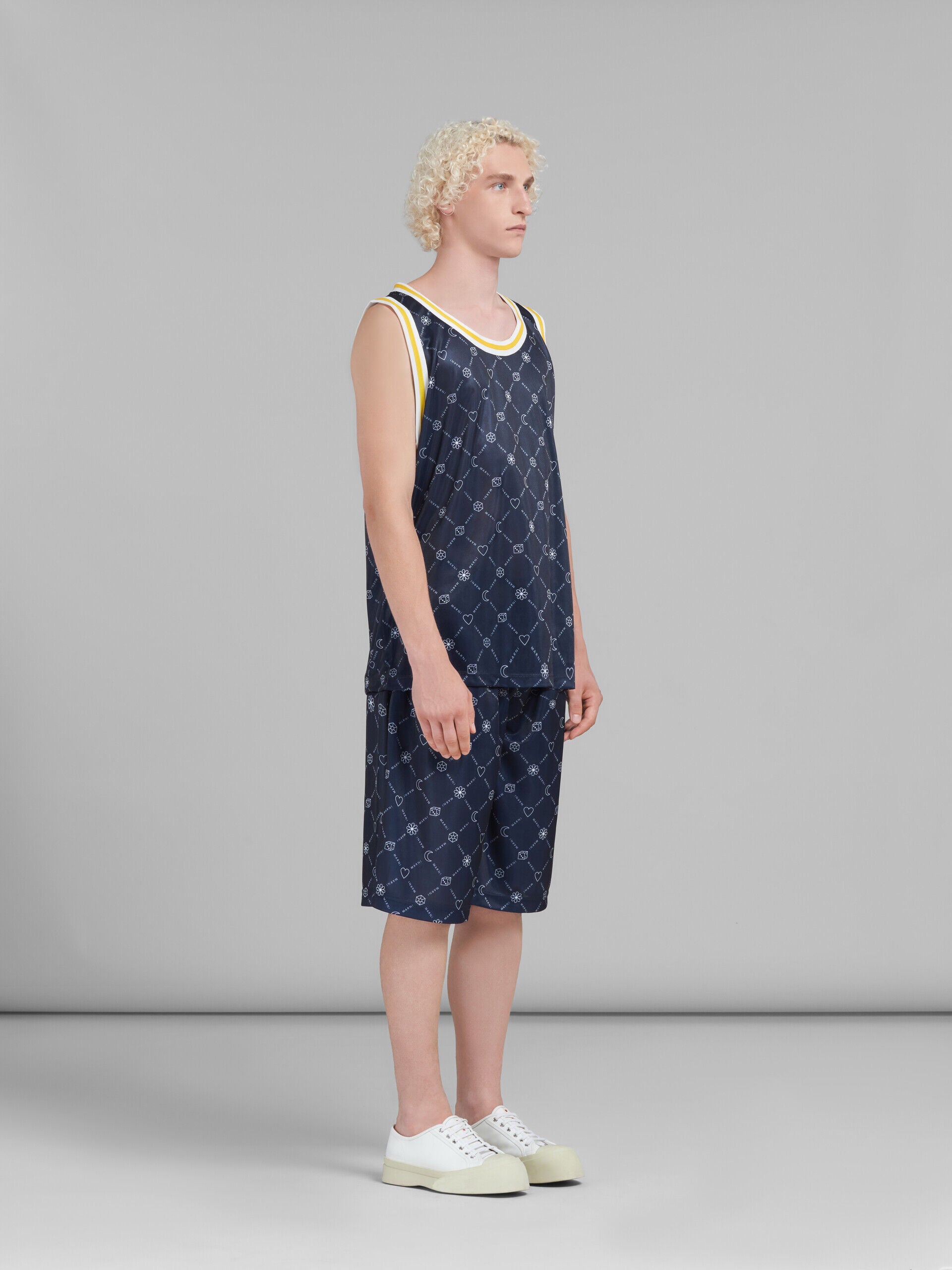MARNI MEN'S NAVY PRINTED TANK TOP