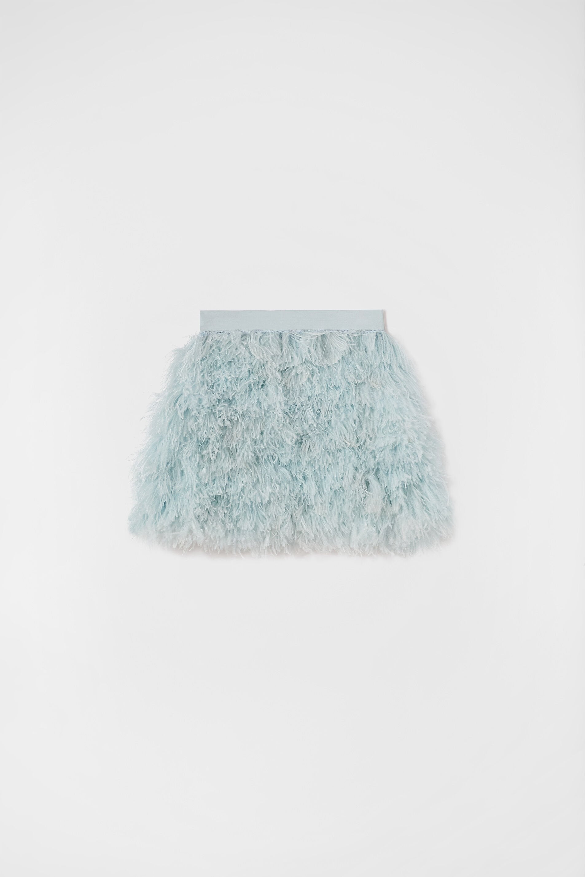 JIL SANDER WOMEN'S LIGHT BLUE FEATHERED SKIRT