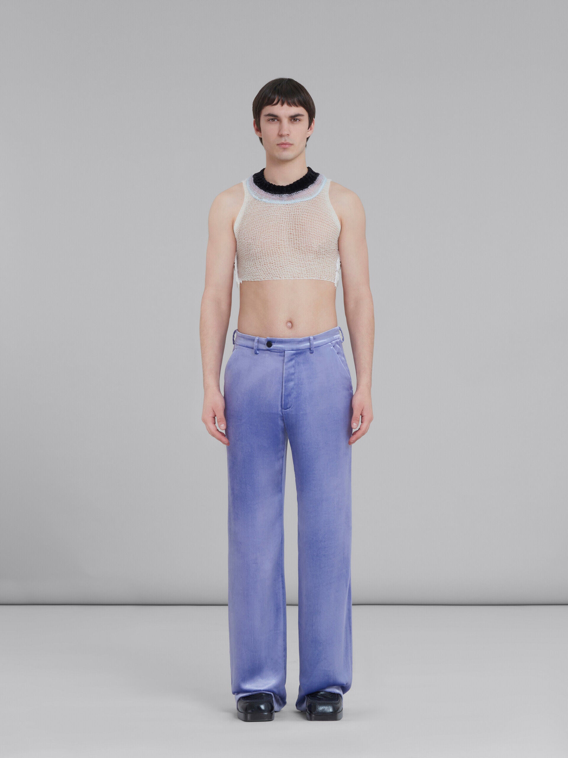 MARNI MEN'S LIGHT PURPLE VELVET TROUSERS