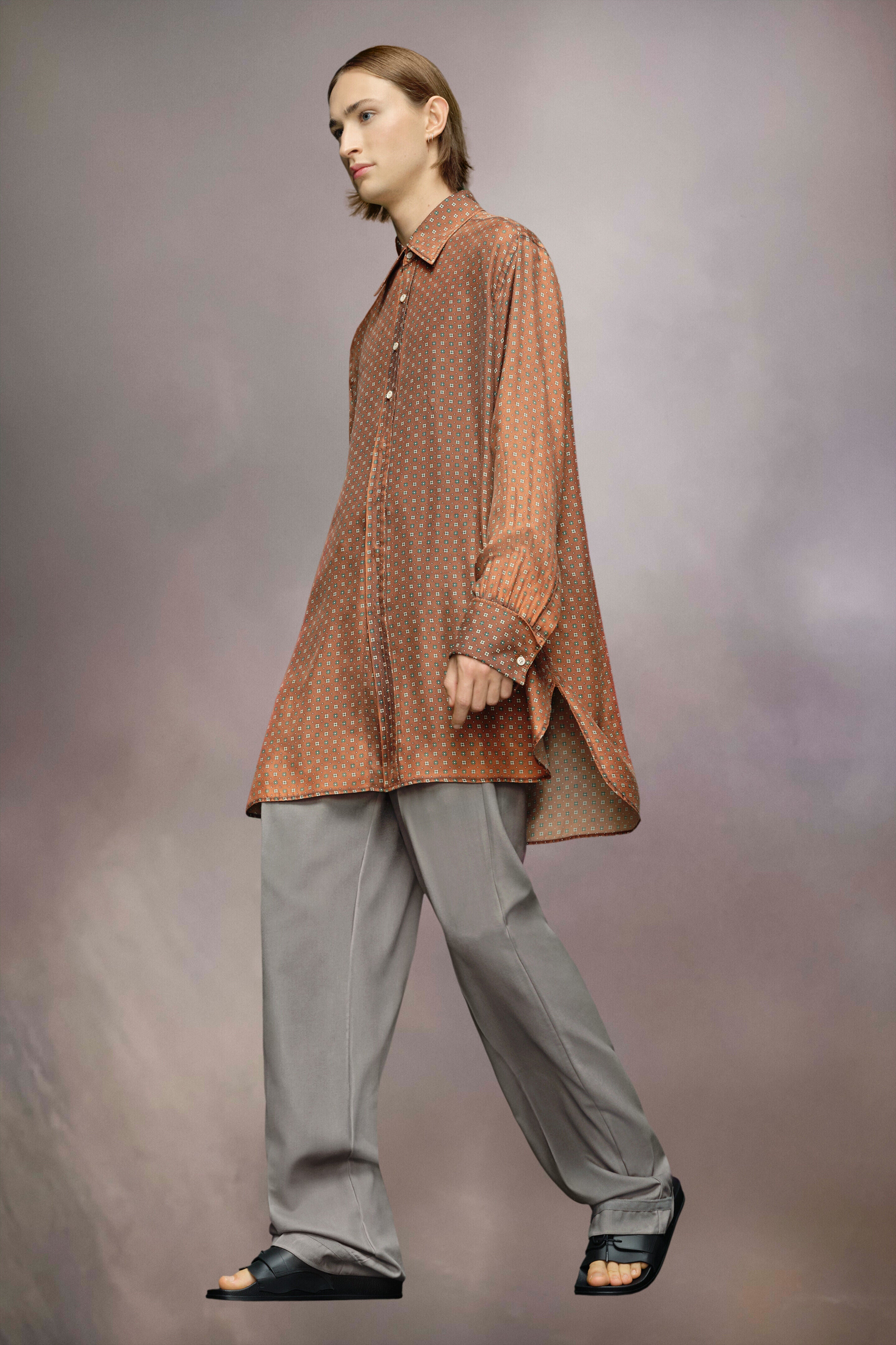MAISON MARGIELA WOMEN'S ORANGE PATTERNED LONG SLEEVE SHIRT