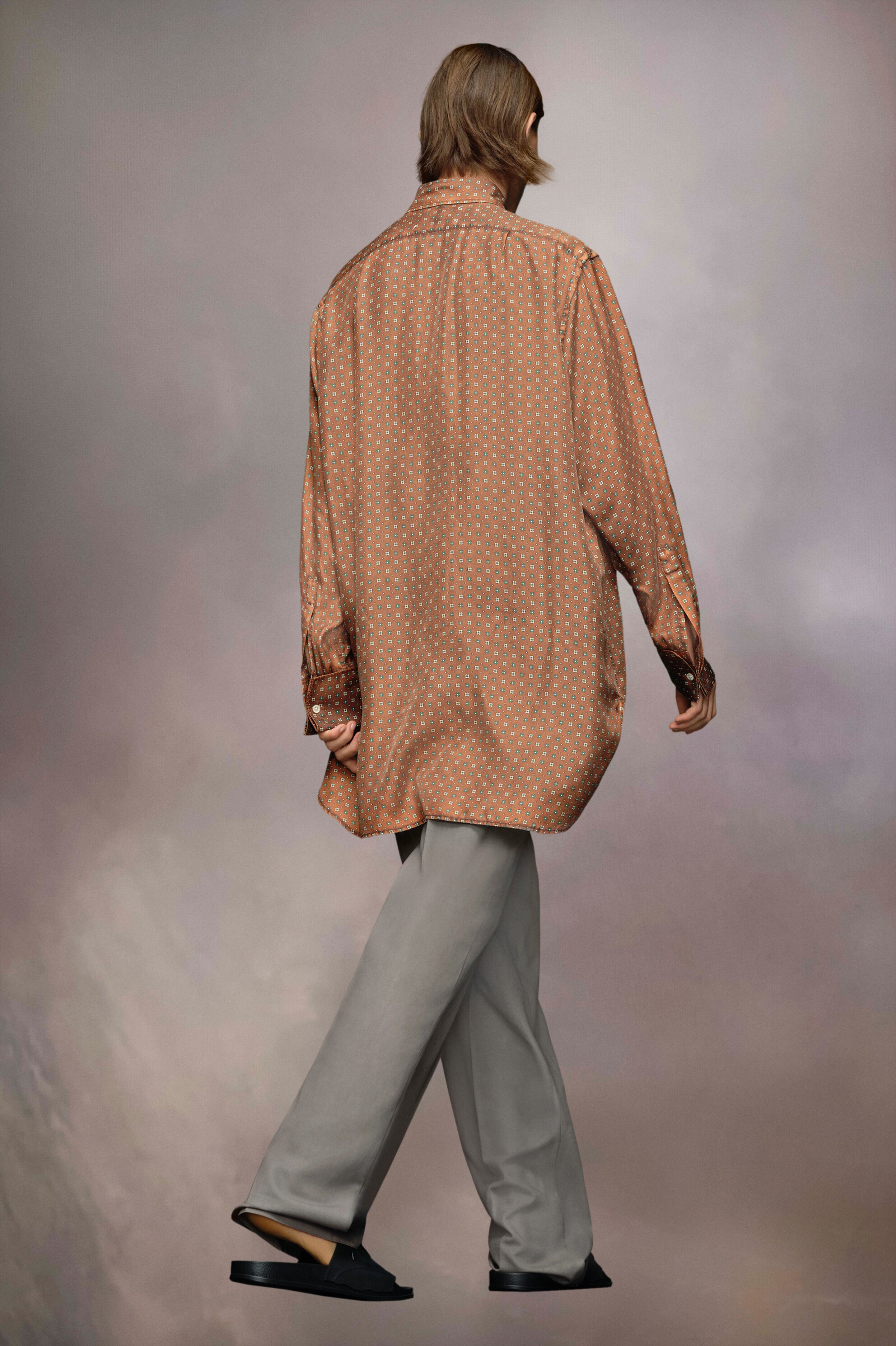 MAISON MARGIELA WOMEN'S ORANGE PATTERNED LONG SLEEVE SHIRT