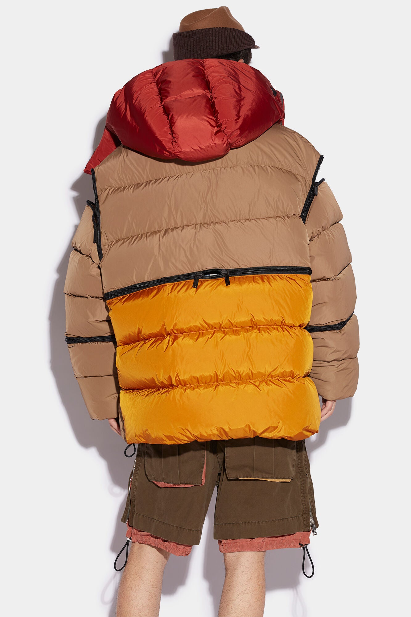 DSQUARED2 MEN'S TAN OVERSIZED PUFFER JACKET WITH CONTRAST LINING