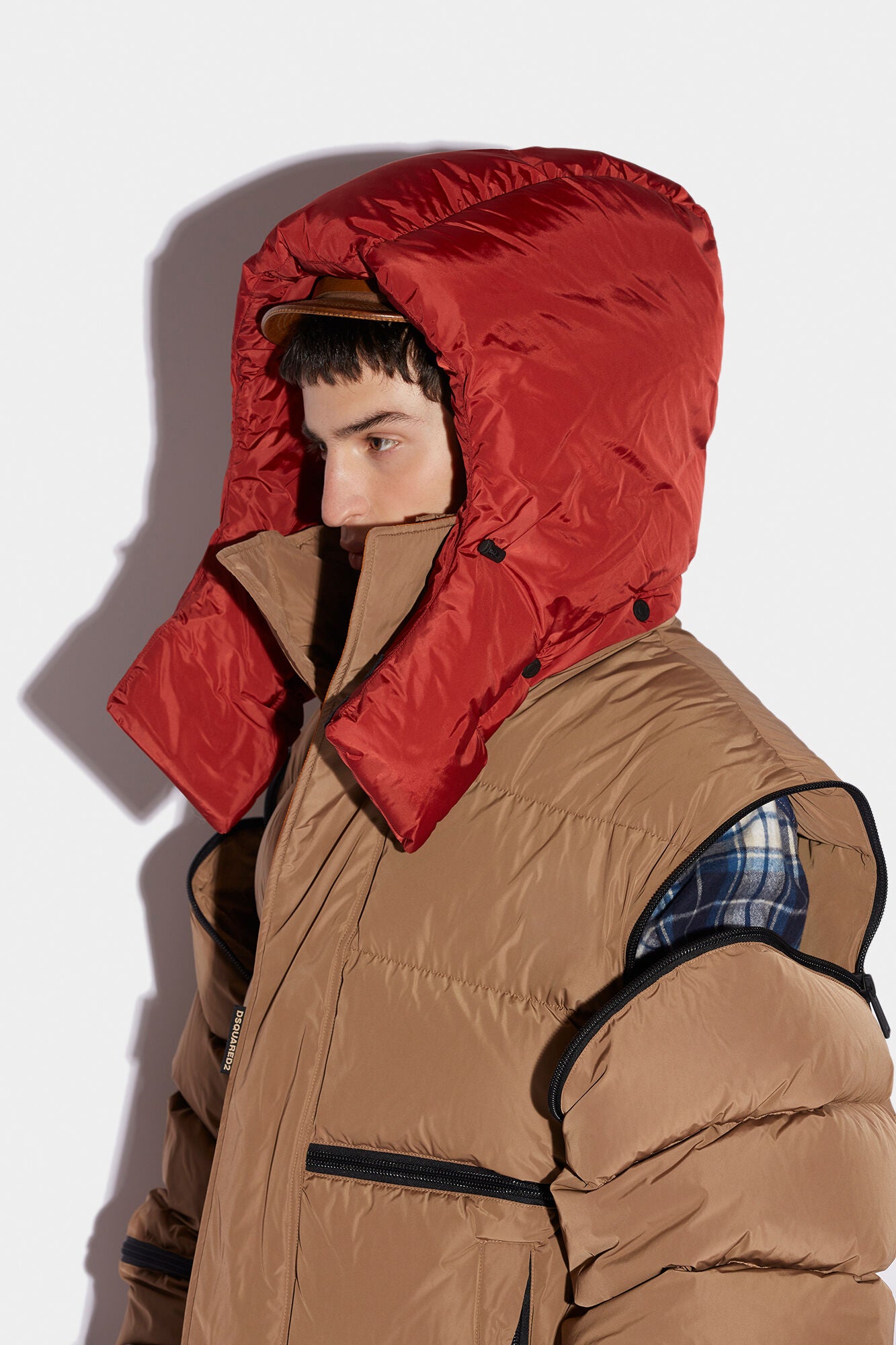 DSQUARED2 MEN'S TAN OVERSIZED PUFFER JACKET WITH CONTRAST LINING