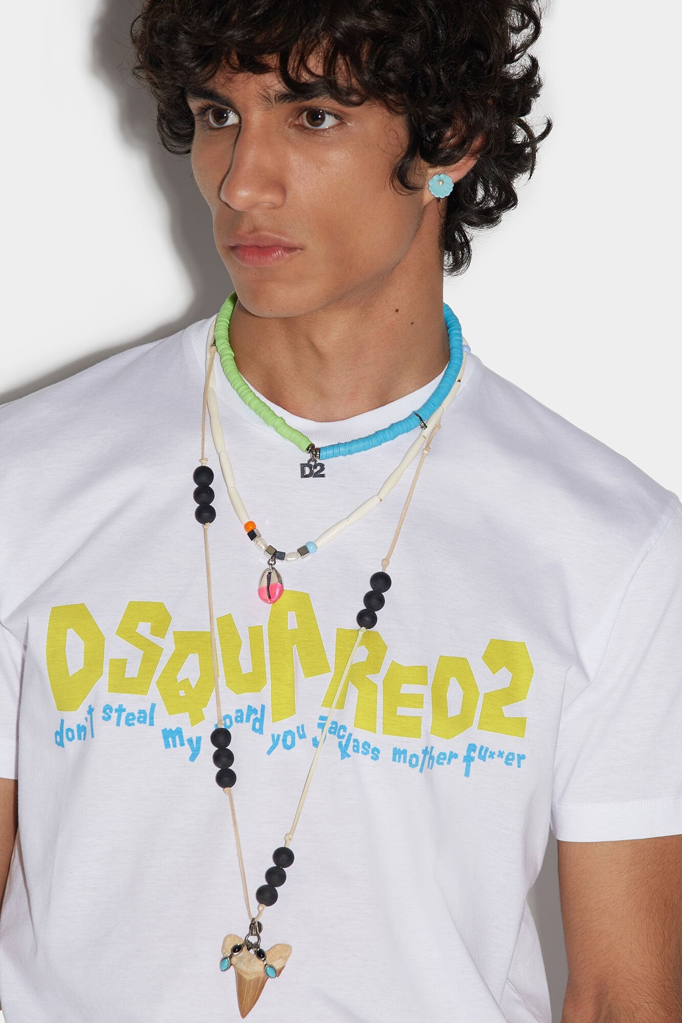 DSQUARED2 MEN'S WHITE GRAPHIC PRINT T-SHIRT