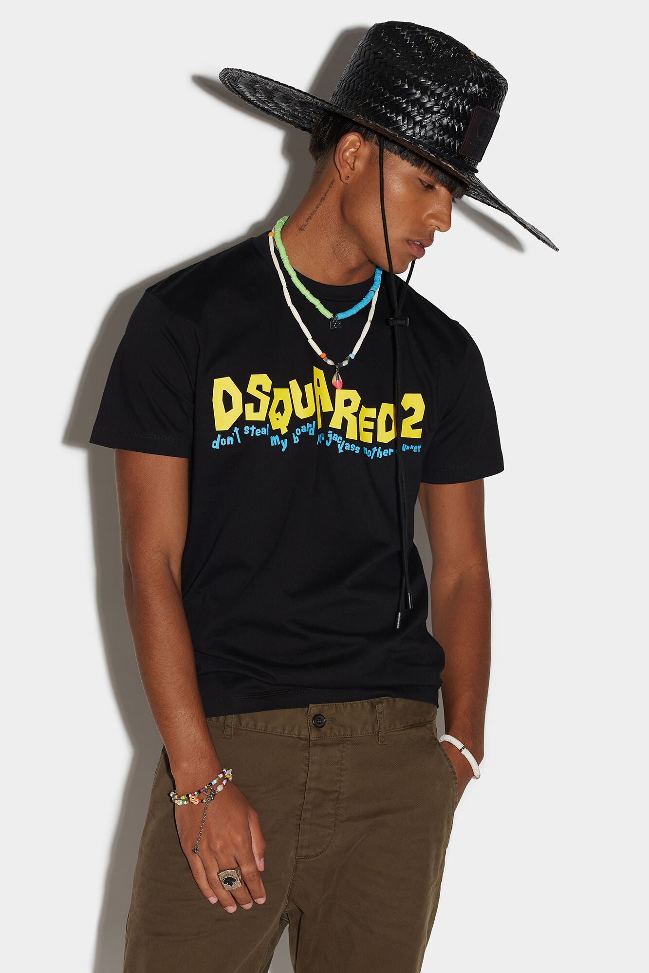 DSQUARED2 MEN'S BLACK GRAPHIC PRINT T-SHIRT