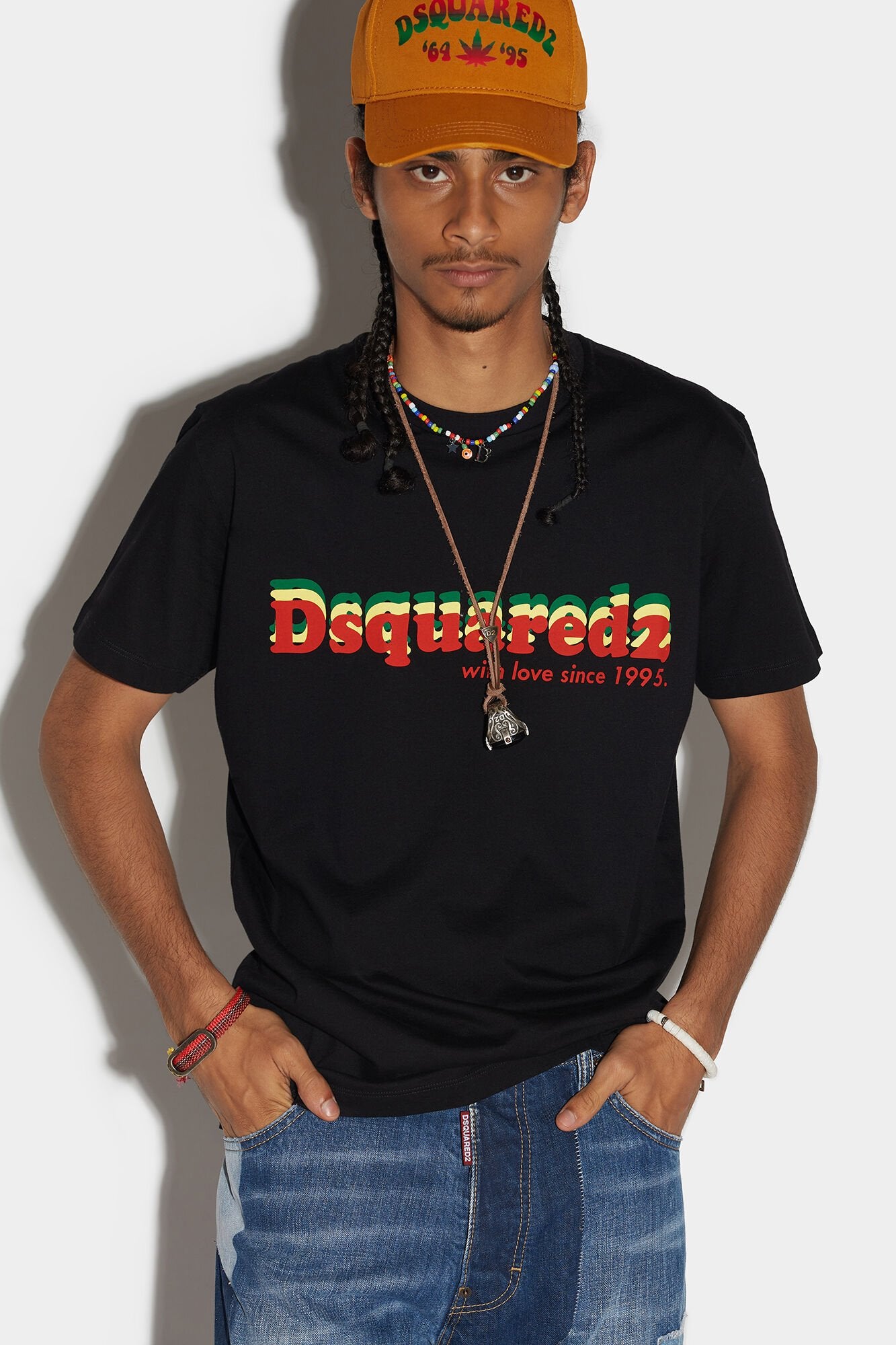 DSQUARED2 MEN'S BLACK GRAPHIC LOGO T-SHIRT