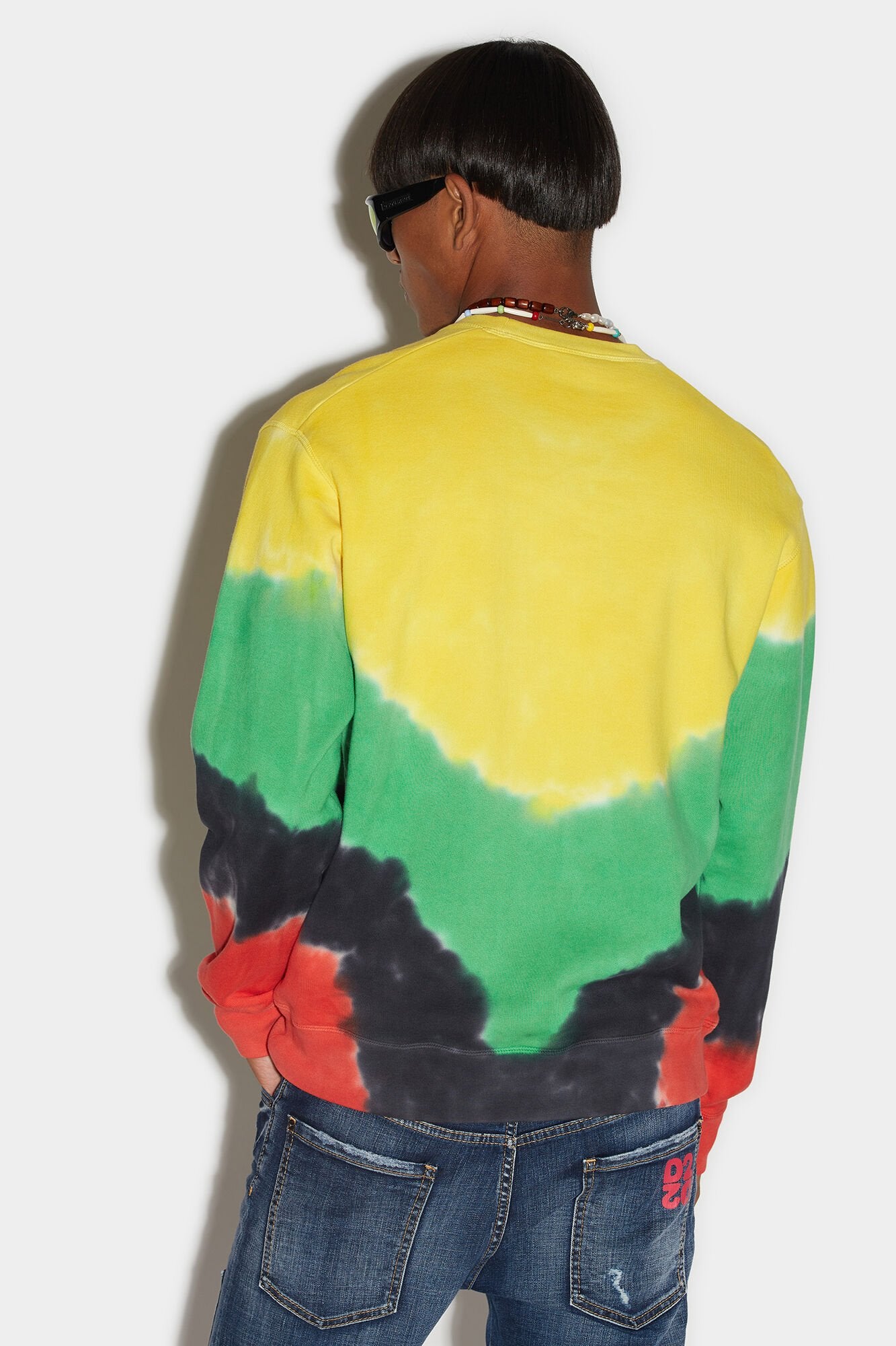 DSQUARED2 MEN'S YELLOW GREEN TIE-DYE SWEATSHIRT