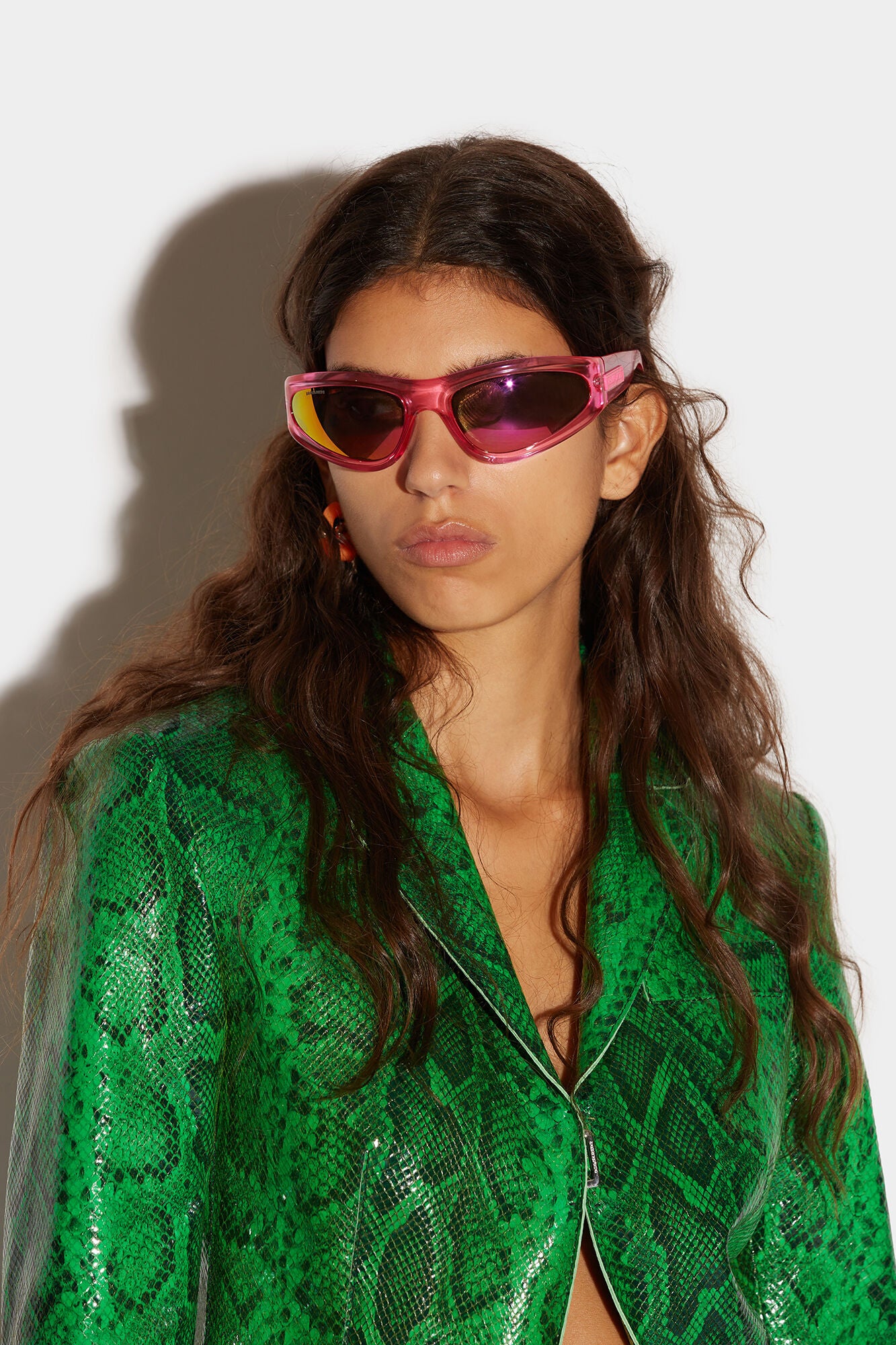 DSQUARED2 WOMEN'S GREEN SNAKESKIN-PATTERNED TAILORED JACKET