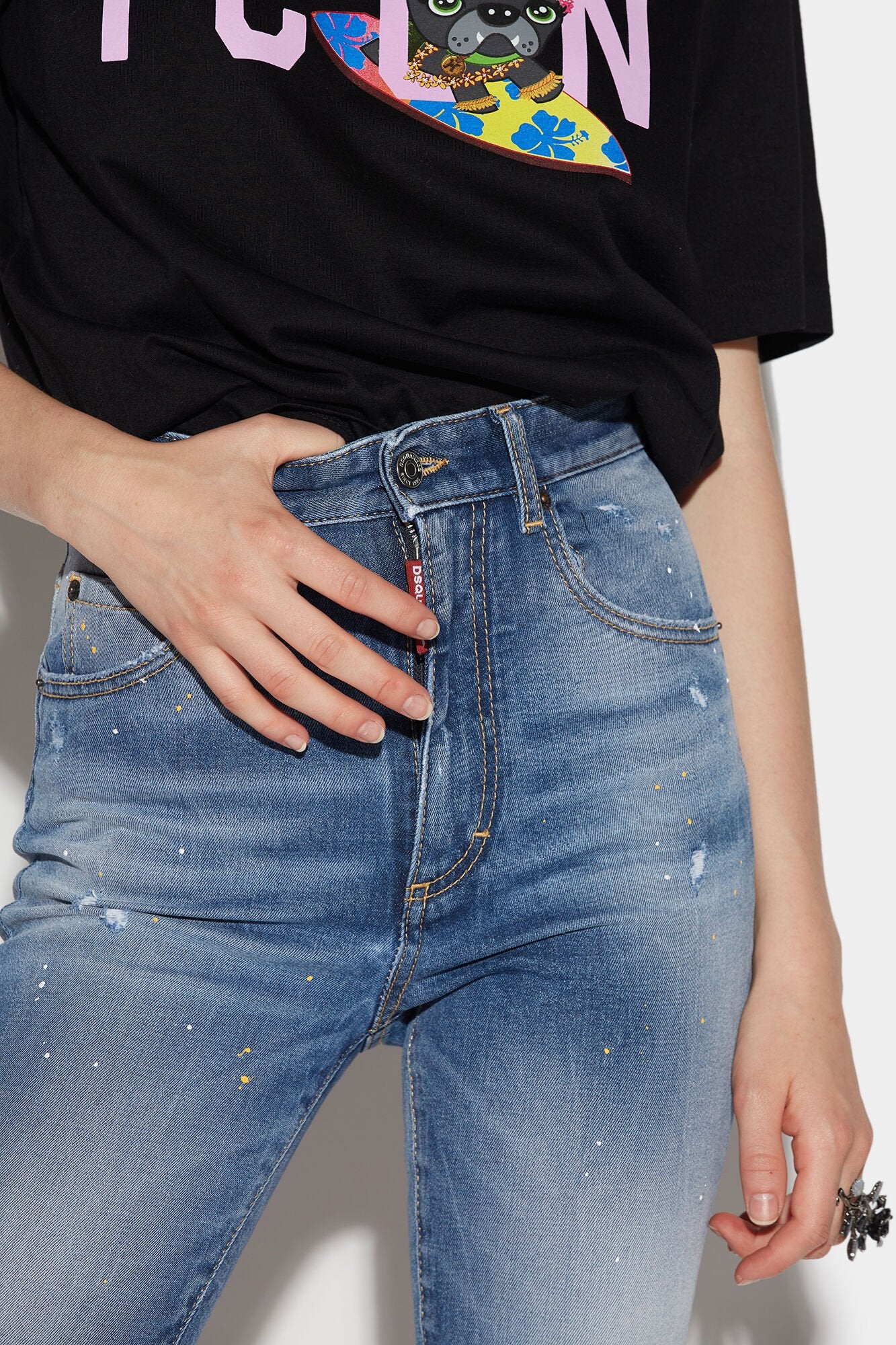 DSQUARED2 WOMEN'S BLUE DISTRESSED SKINNY JEANS