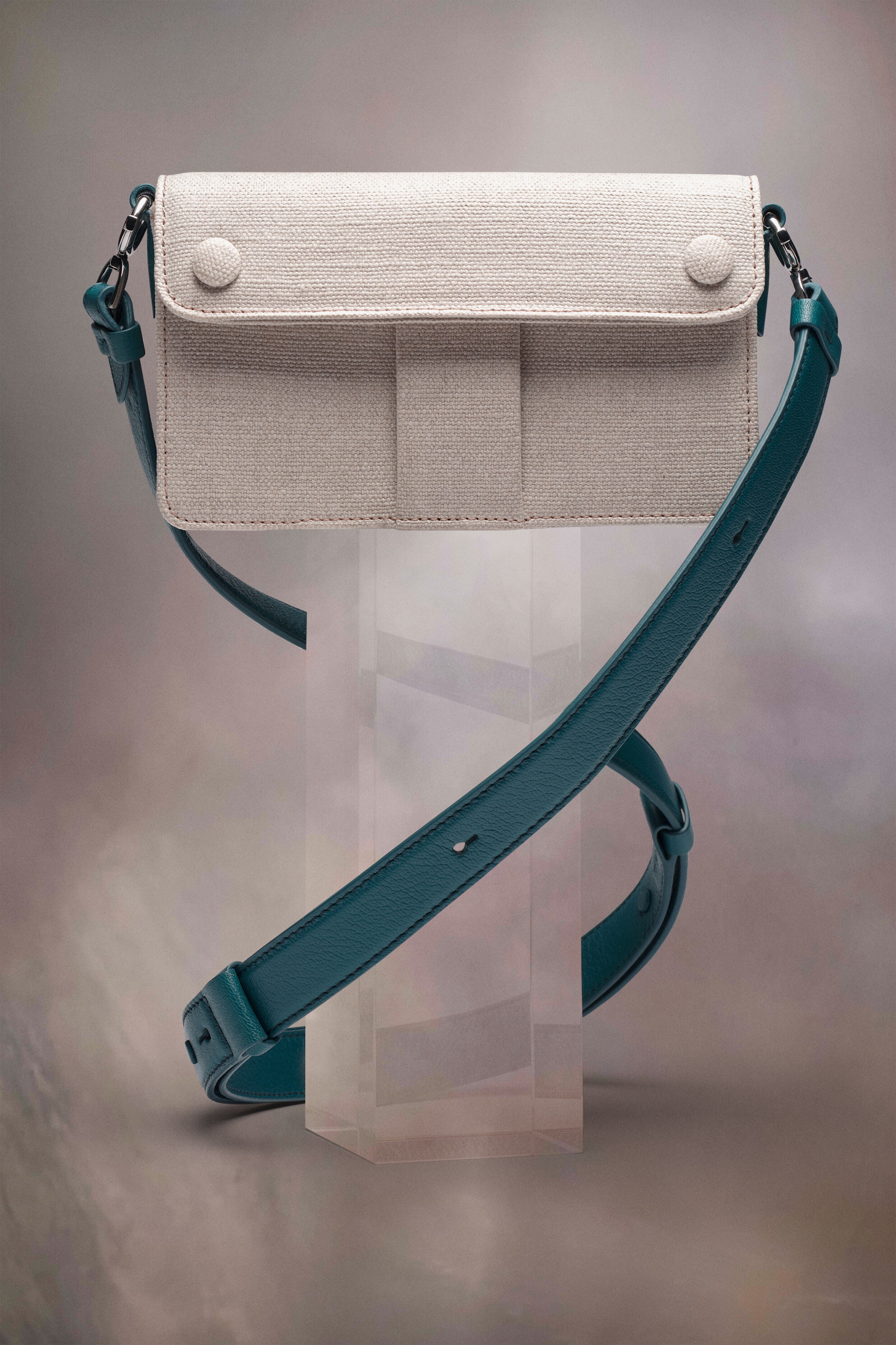 MAISON MARGIELA WOMEN'S TEAL LEATHER HANDBAG WITH LOCK
