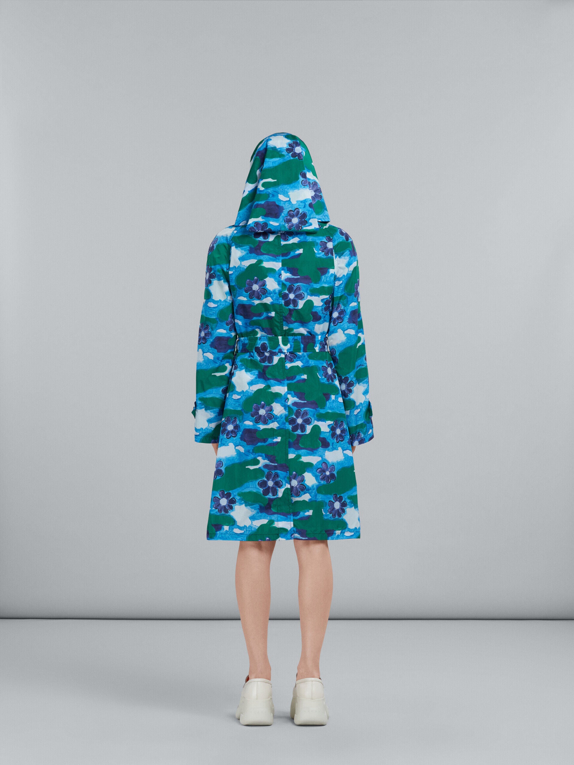 MARNI WOMEN'S BLUE FLORAL PATTERNED DUSTER COAT