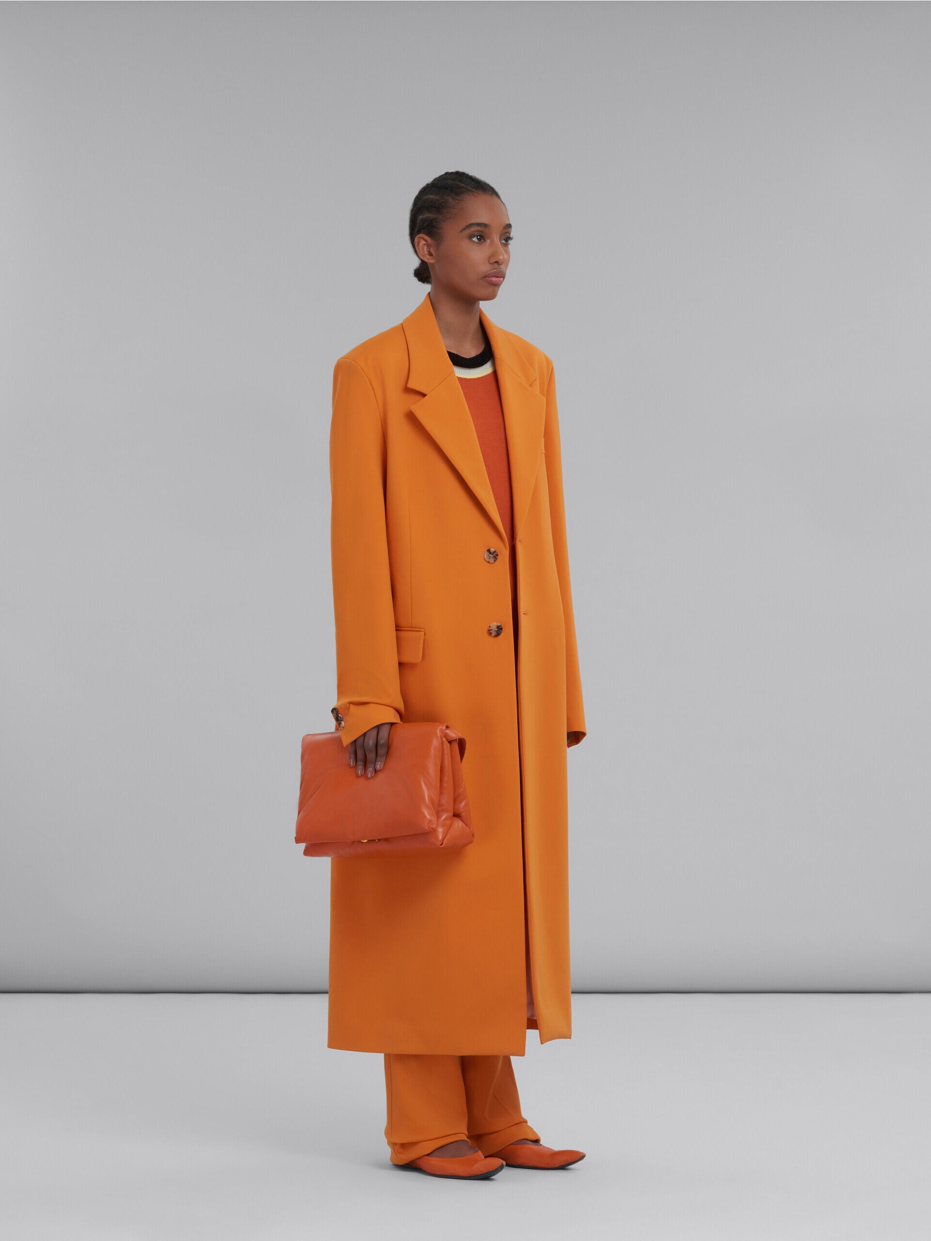 MARNI WOMEN'S ORANGE TAILORED LONG DUSTER COAT