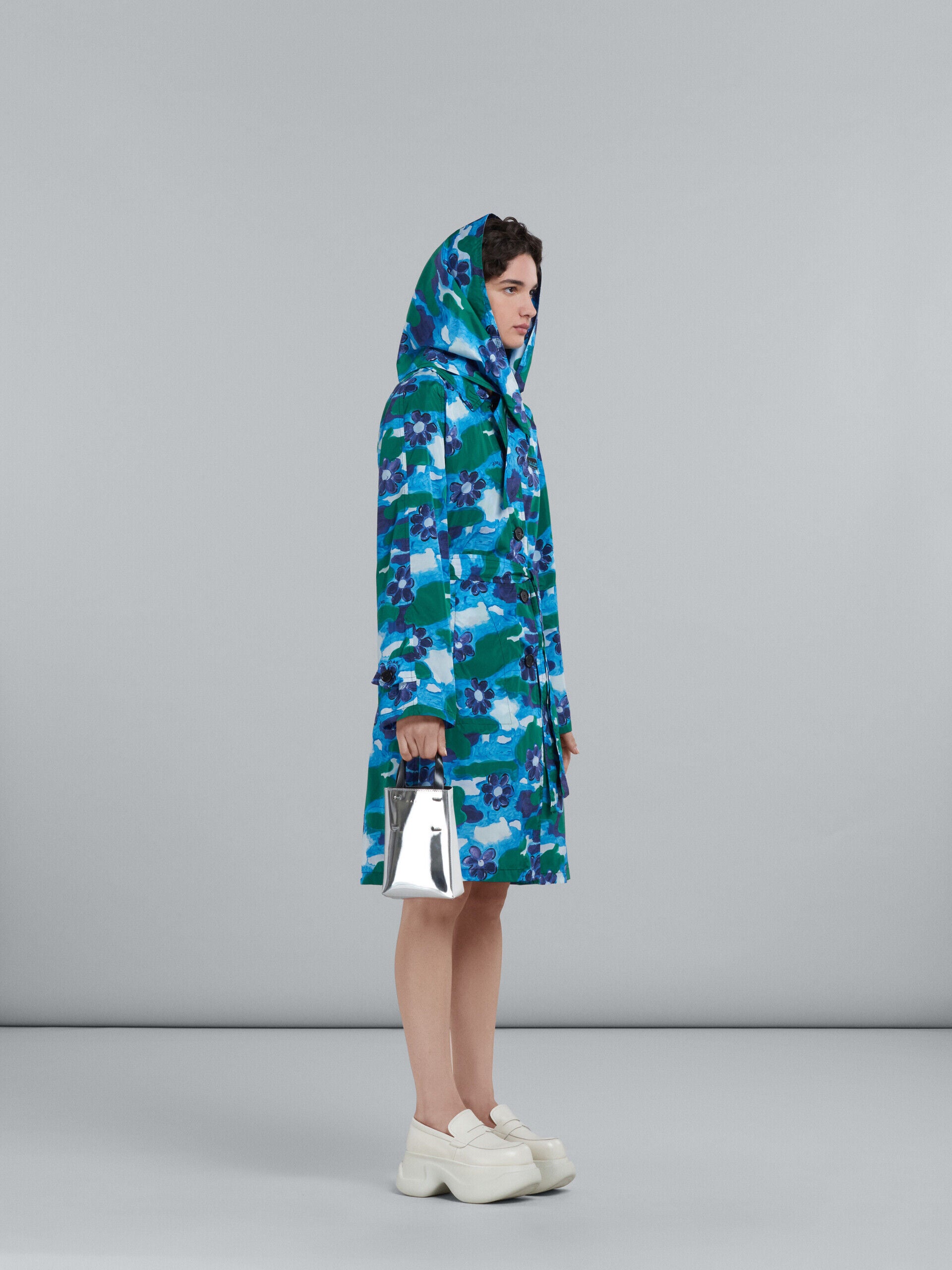 MARNI WOMEN'S BLUE FLORAL PUFF SLEEVE BLOUSE