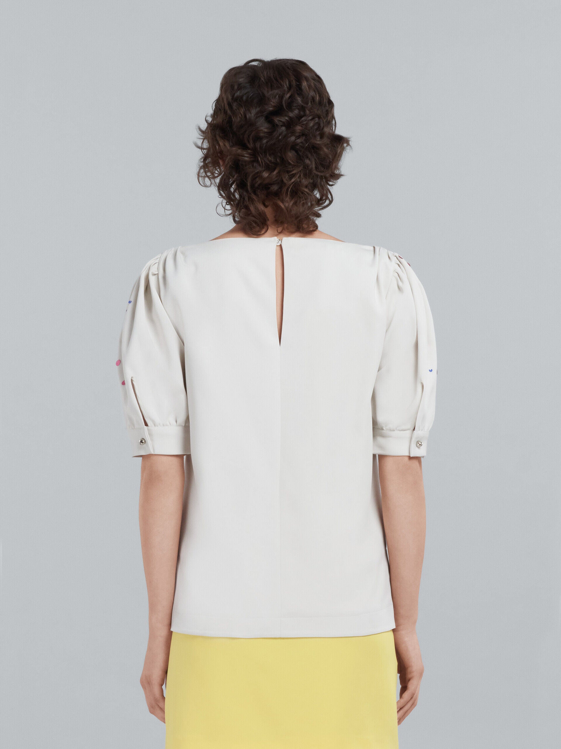 MARNI WOMEN'S WHITE PUFF SLEEVE EMBROIDERED BLOUSE