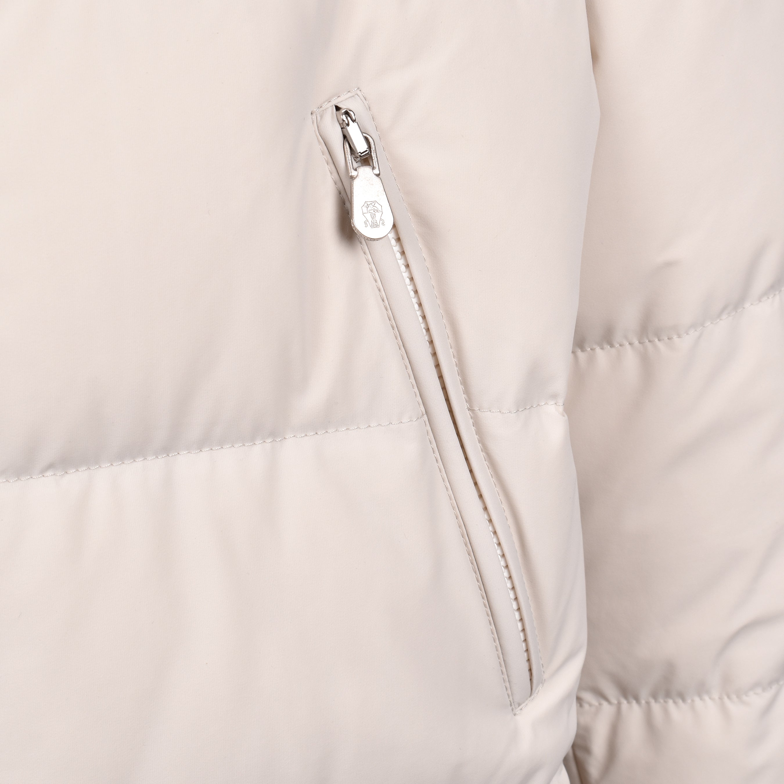 BRUNELLO CUCINELLI MEN'S OFF WHITE QUILTED DOWN PARKA JACKET