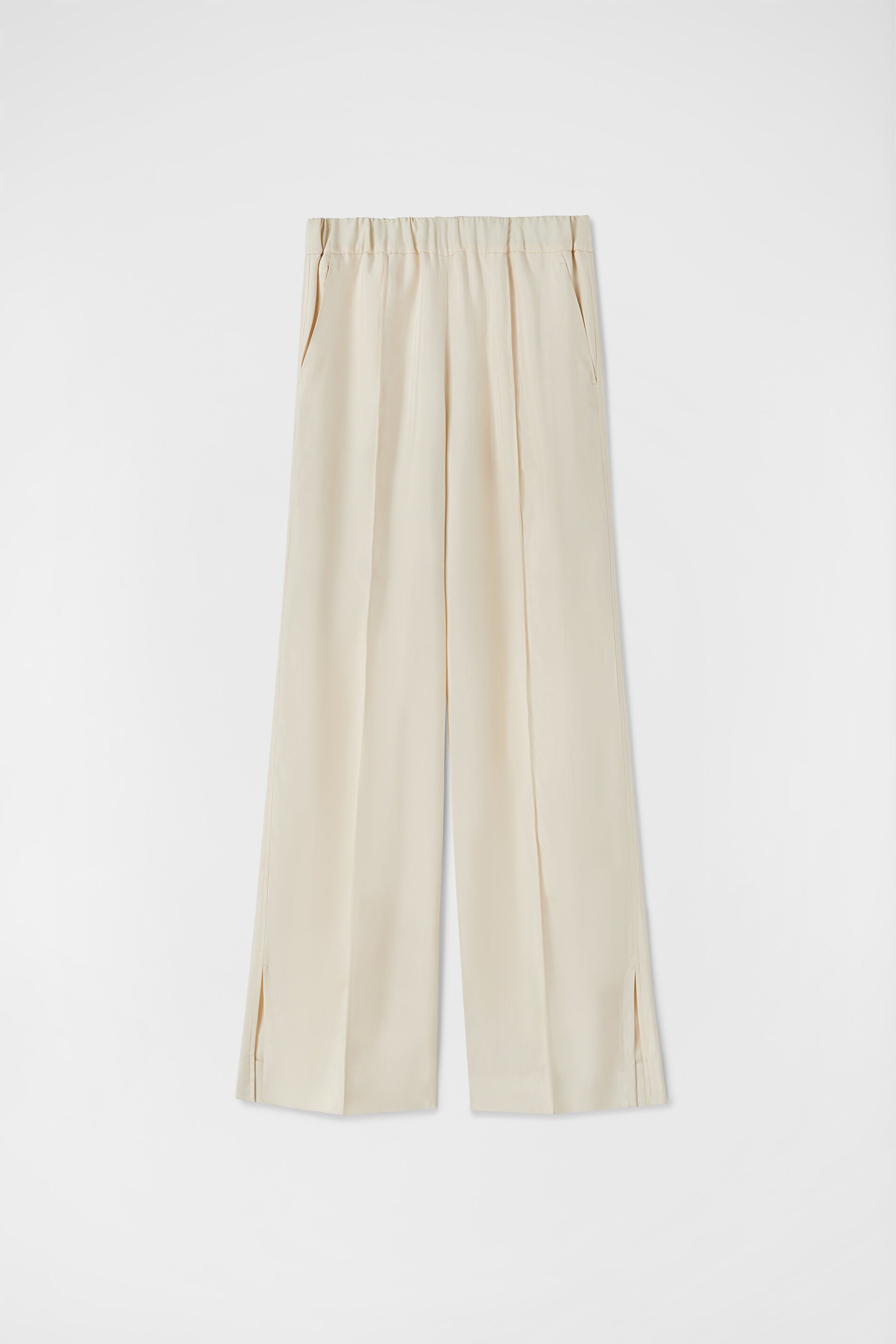 JIL SANDER WOMEN'S LIGHT BEIGE WIDE TROUSERS