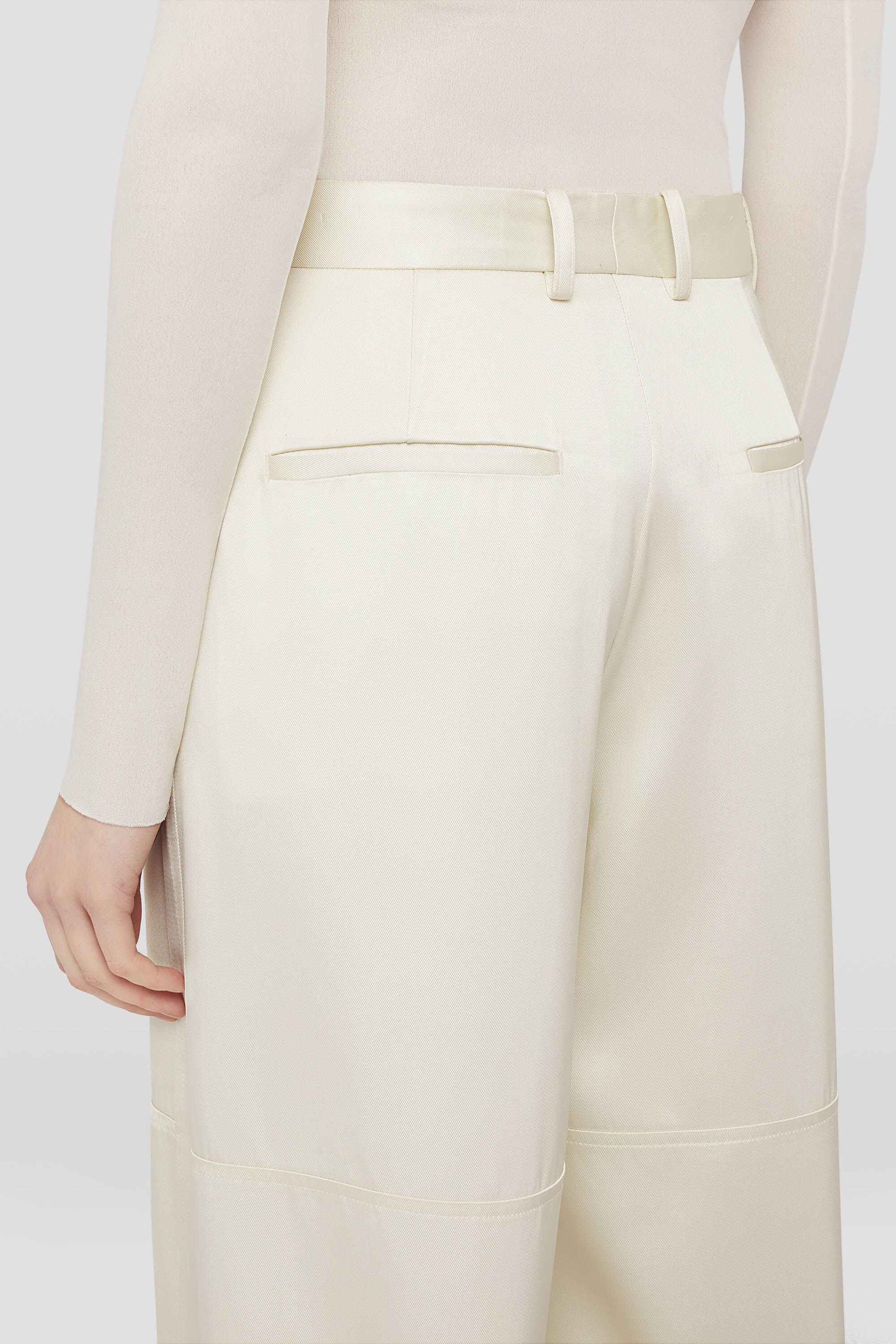 JIL SANDER WOMEN'S OFF WHITE WIDE LEG TROUSERS