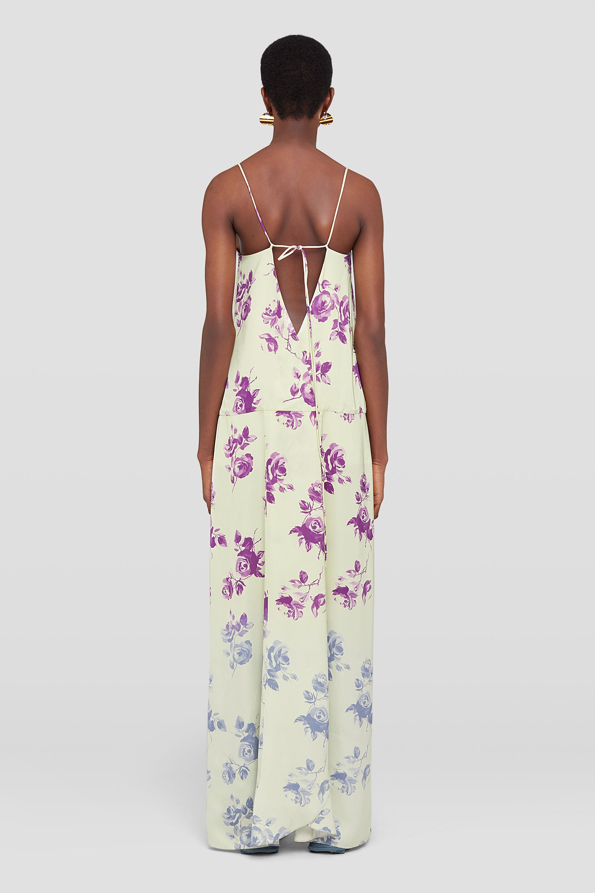 JIL SANDER WOMEN'S CREAM FLORAL SLIP DRESS
