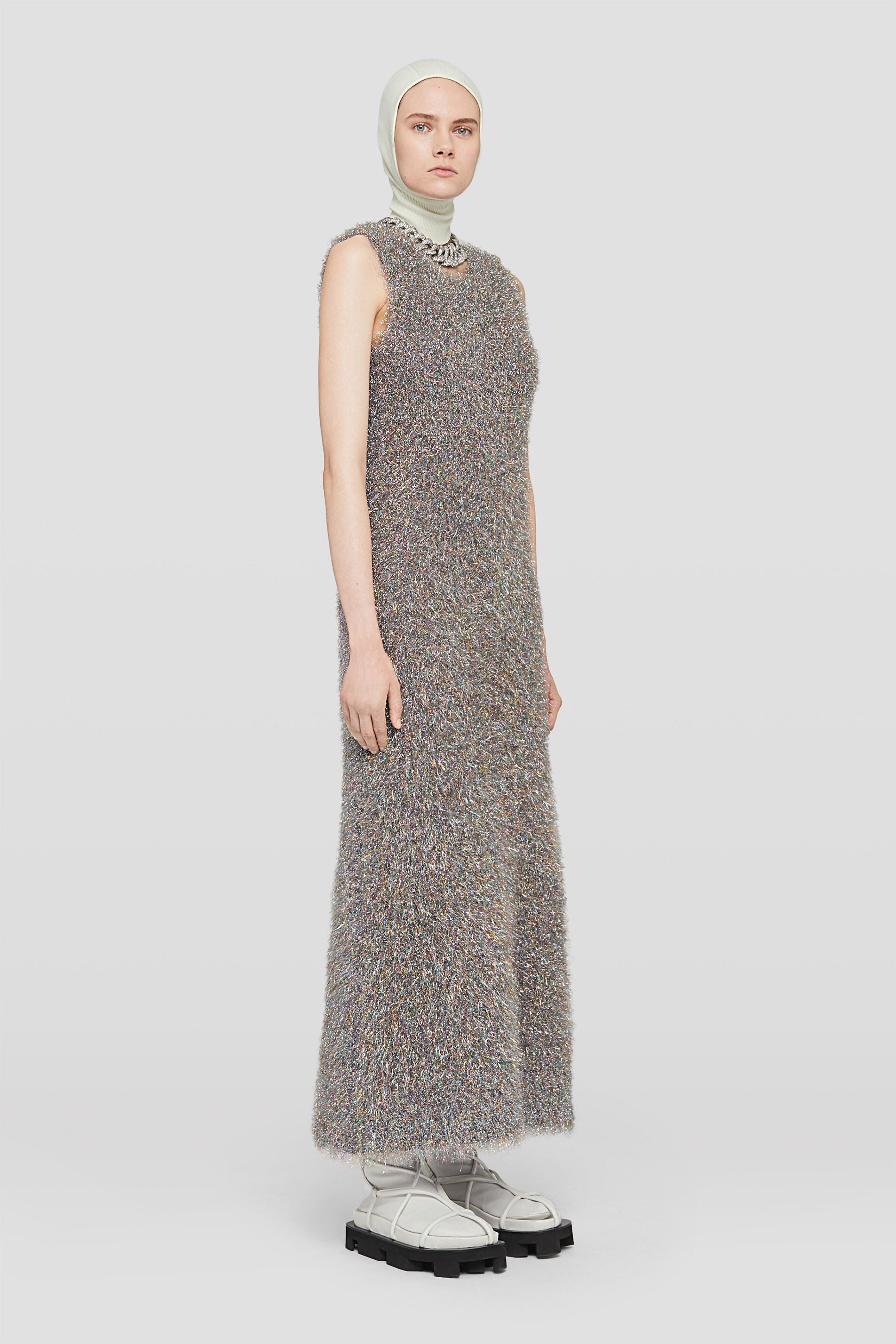 JIL SANDER WOMEN'S MULTICOLOR SLEEVELESS KNIT DRESS