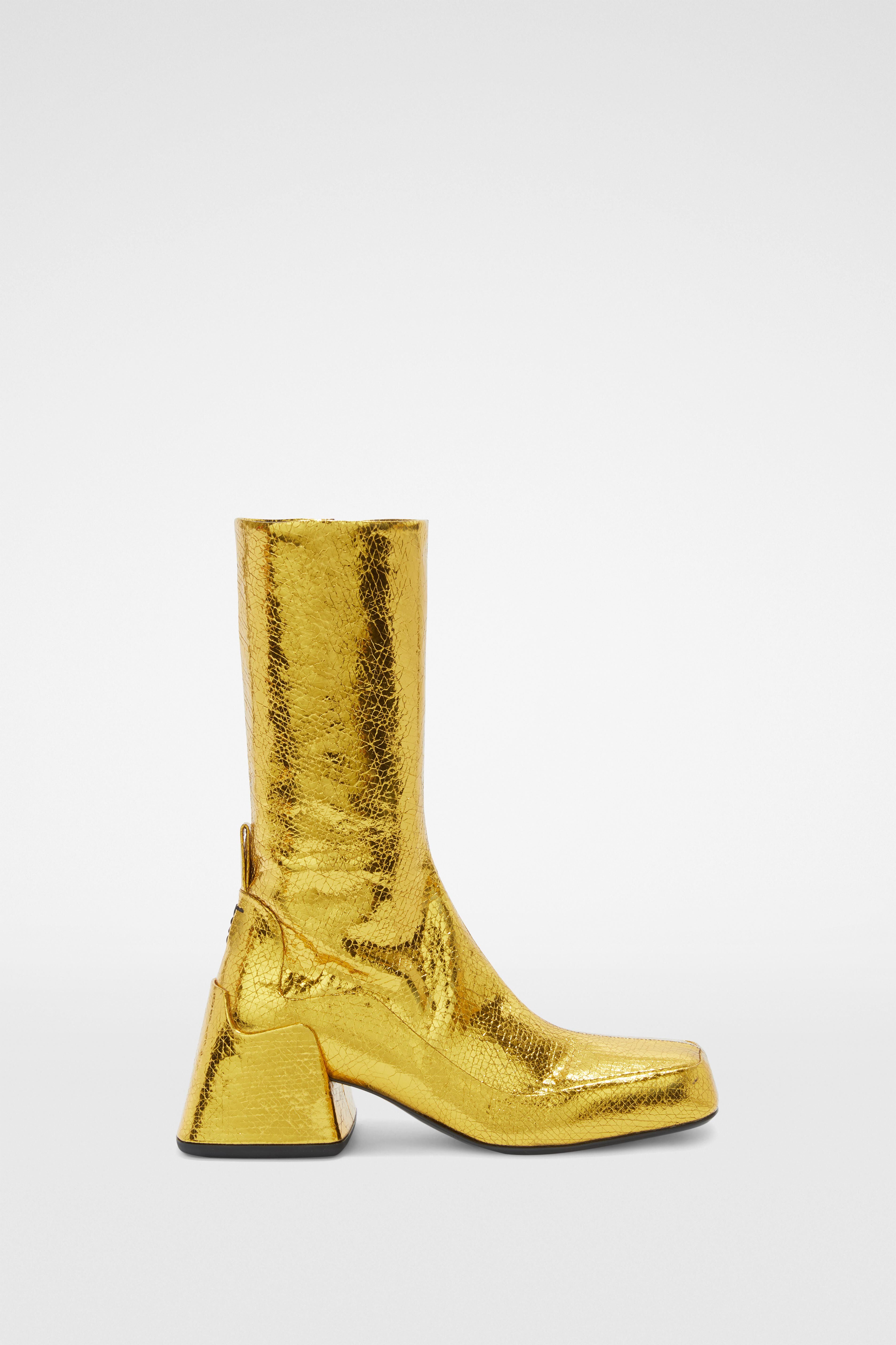 JIL SANDER WOMEN'S GOLD LEATHER MIDCALF BOOTS