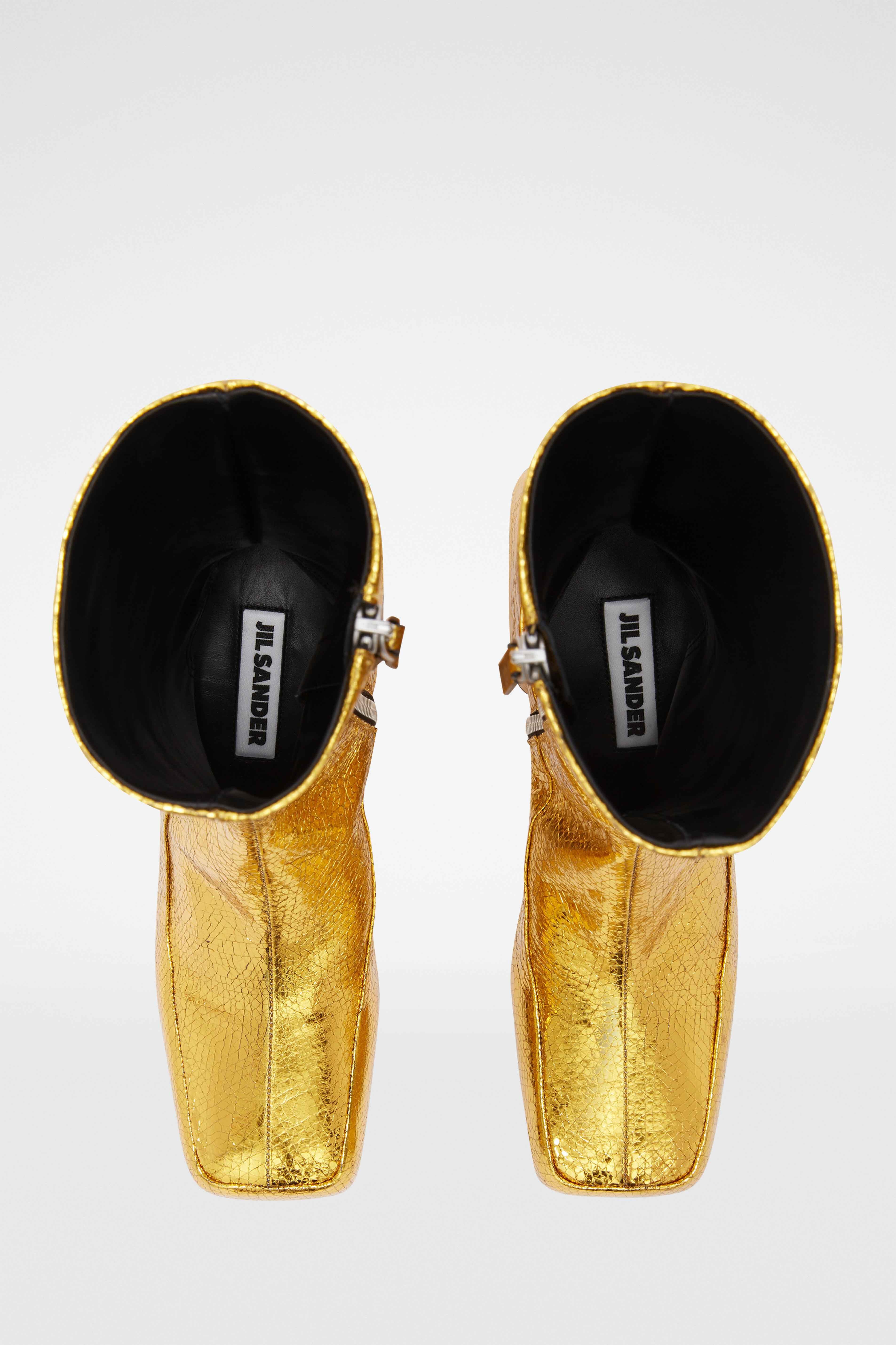 JIL SANDER WOMEN'S GOLD LEATHER MIDCALF BOOTS