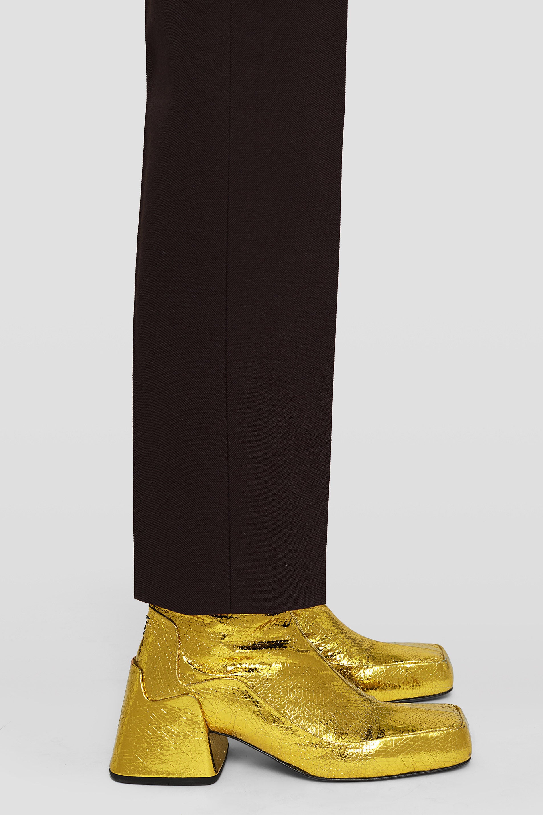 JIL SANDER WOMEN'S GOLD LEATHER MIDCALF BOOTS