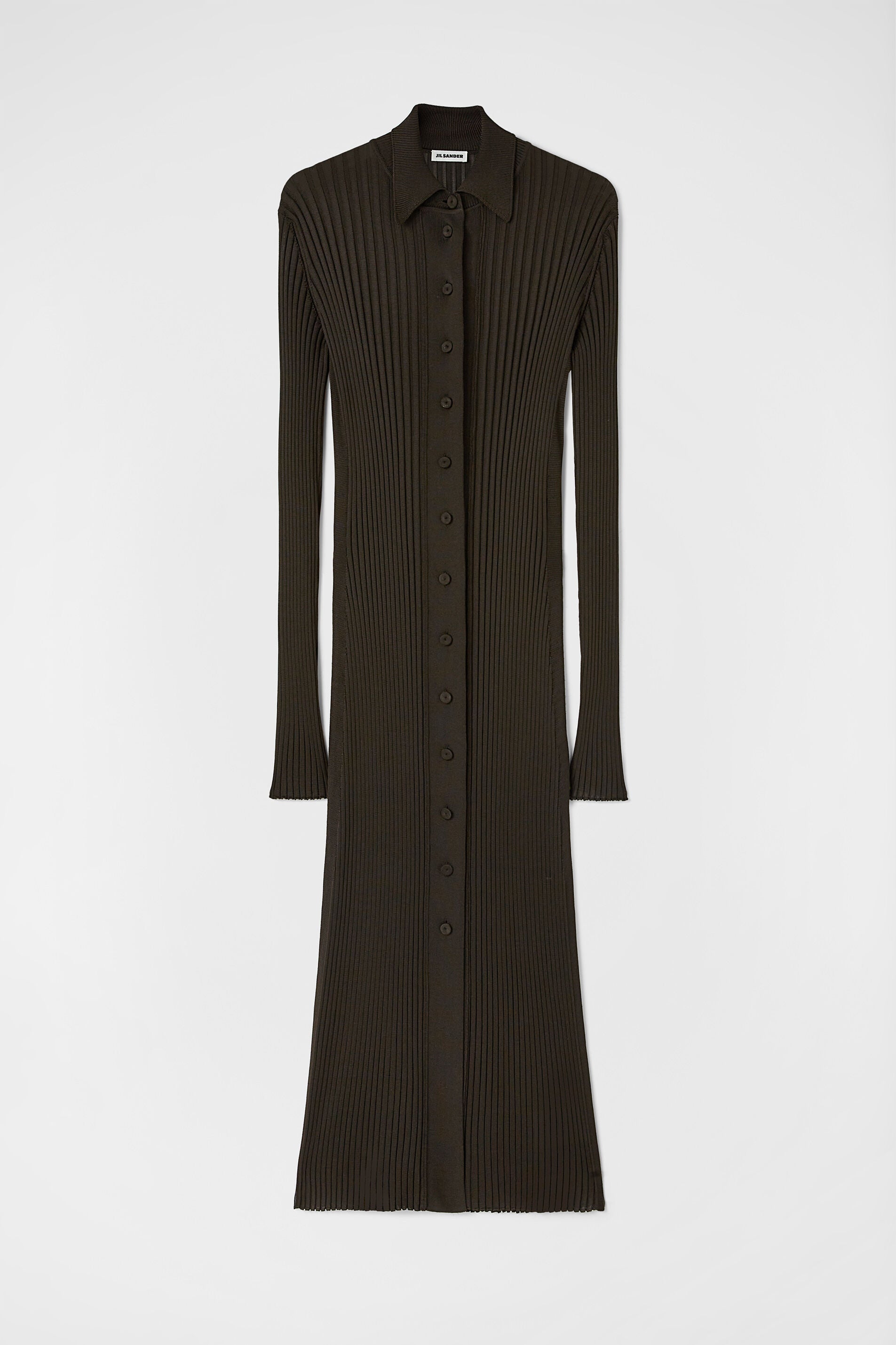 JIL SANDER WOMEN'S DARK BROWN RIBBED SHIRT