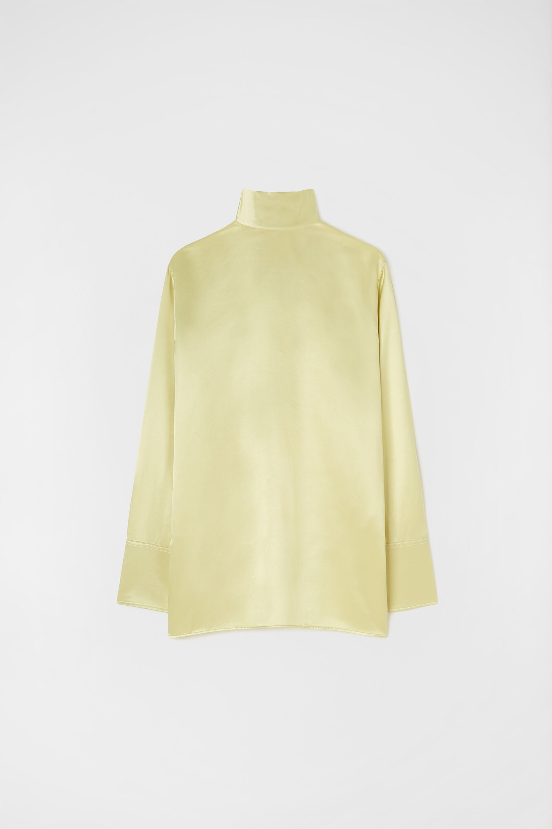 JIL SANDER WOMEN'S PIGMENT GREEN SILK HIGH-NECK BLOUSE