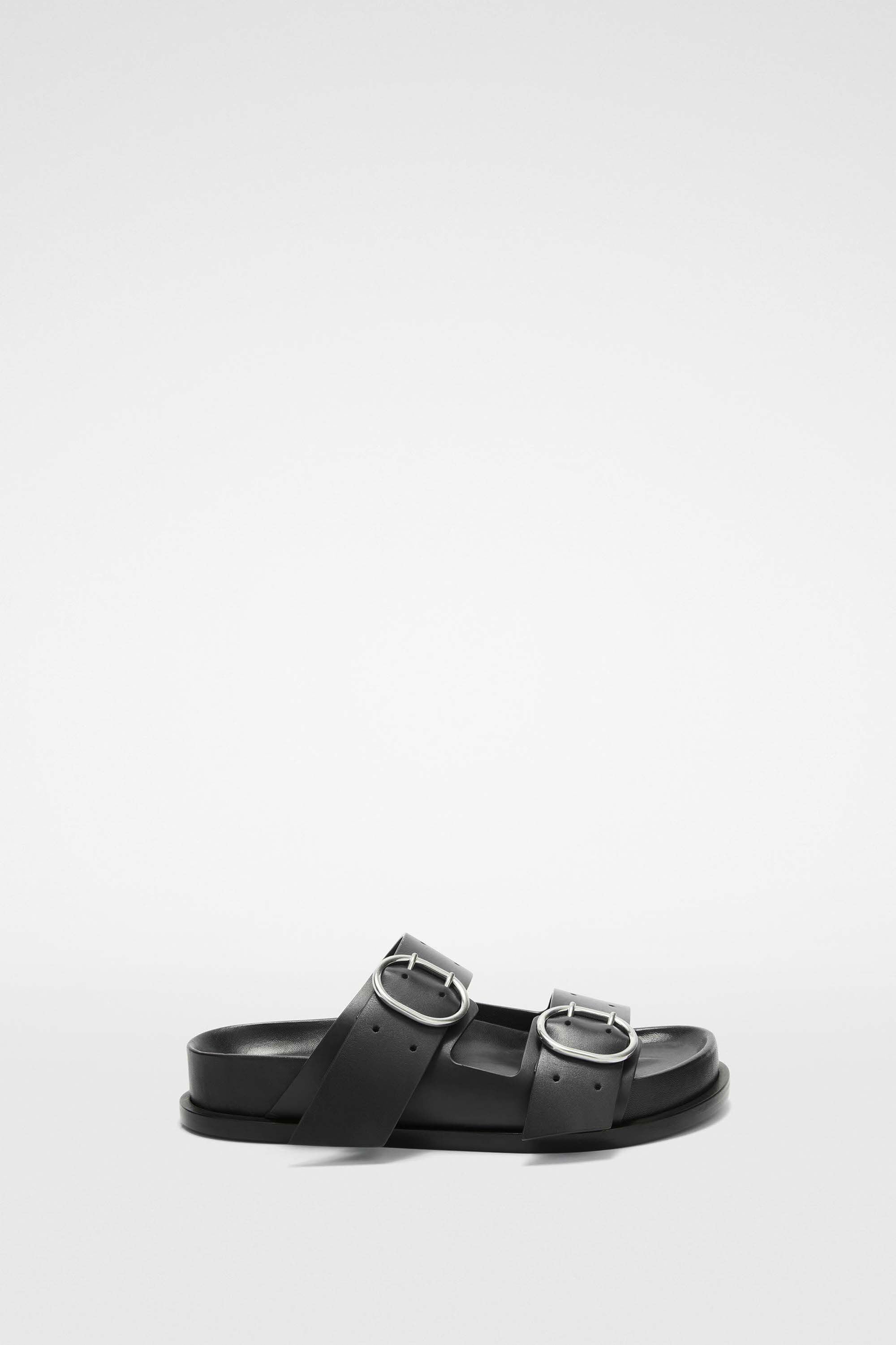 JIL SANDER WOMEN'S BLACK BUCKLE STRAP SANDALS