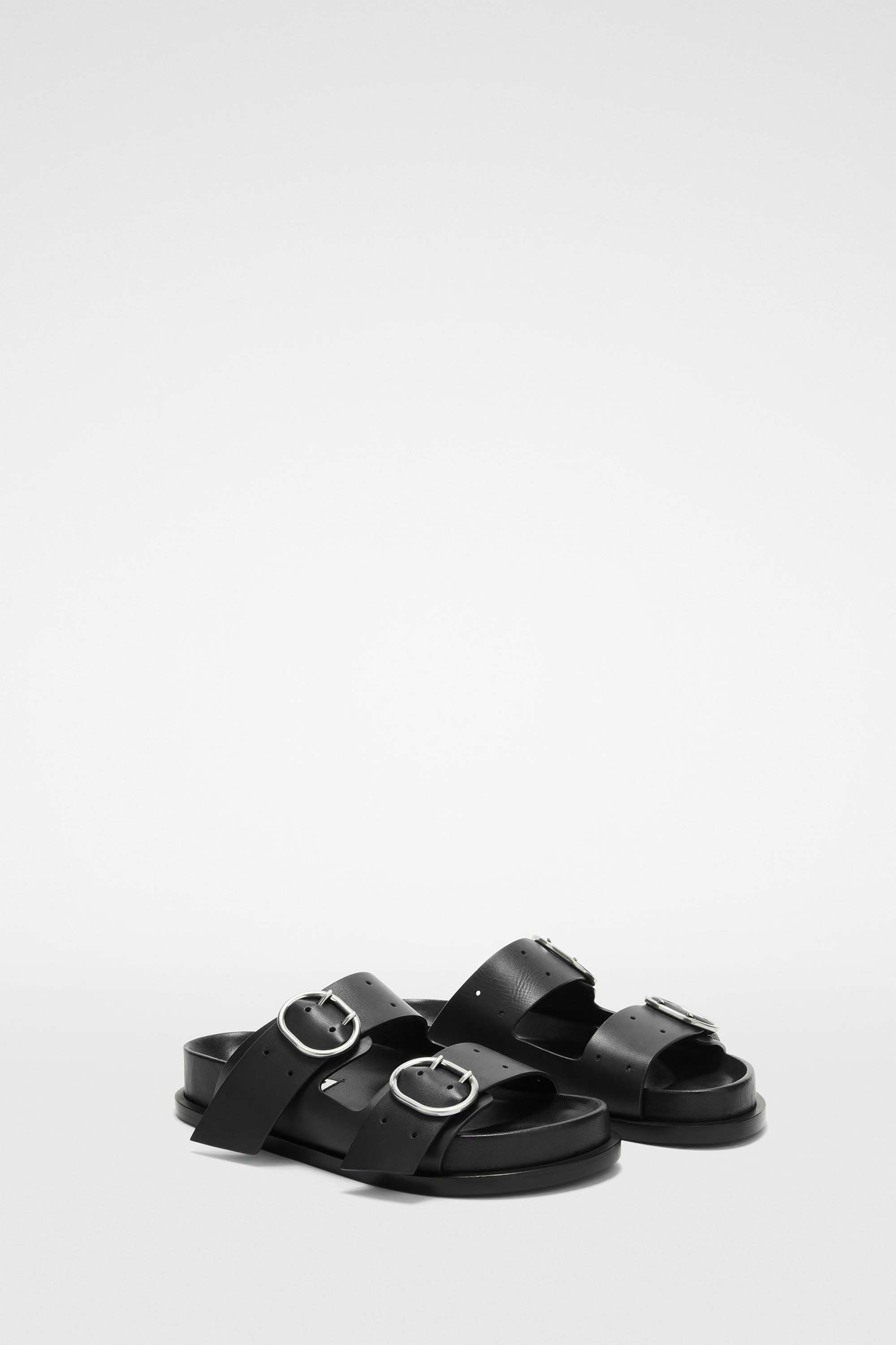JIL SANDER WOMEN'S BLACK BUCKLE STRAP SANDALS