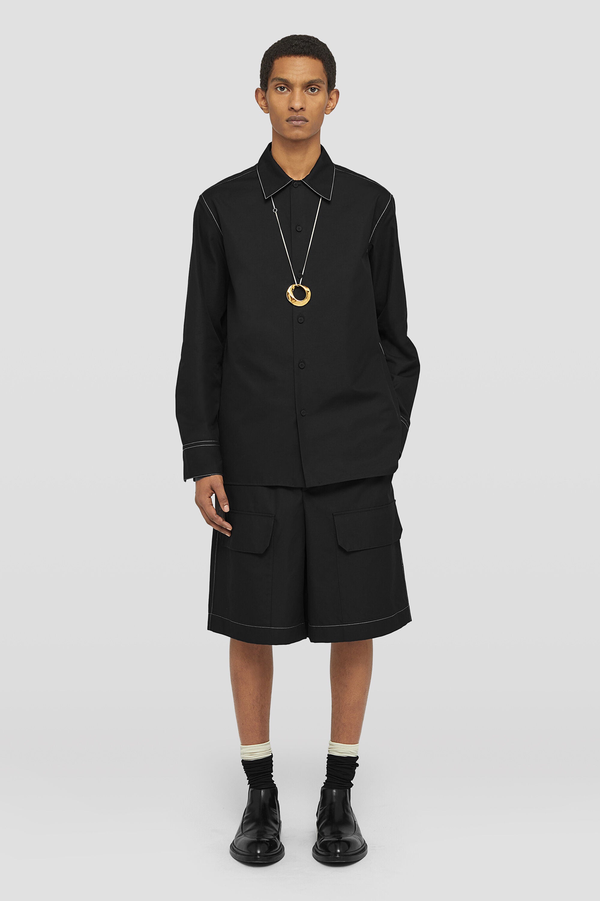 JIL SANDER MEN'S BLACK CARGO SHORTS