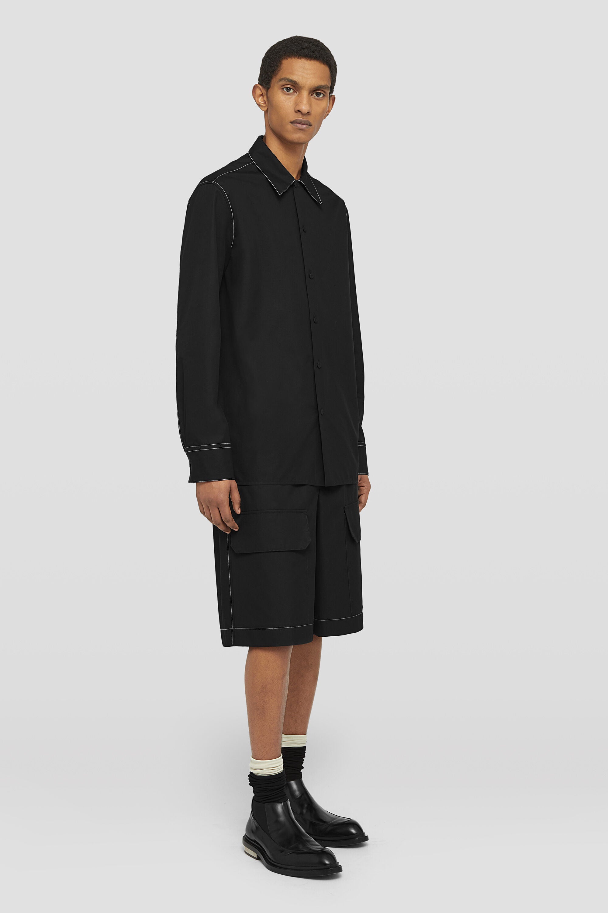 JIL SANDER MEN'S BLACK CARGO SHORTS