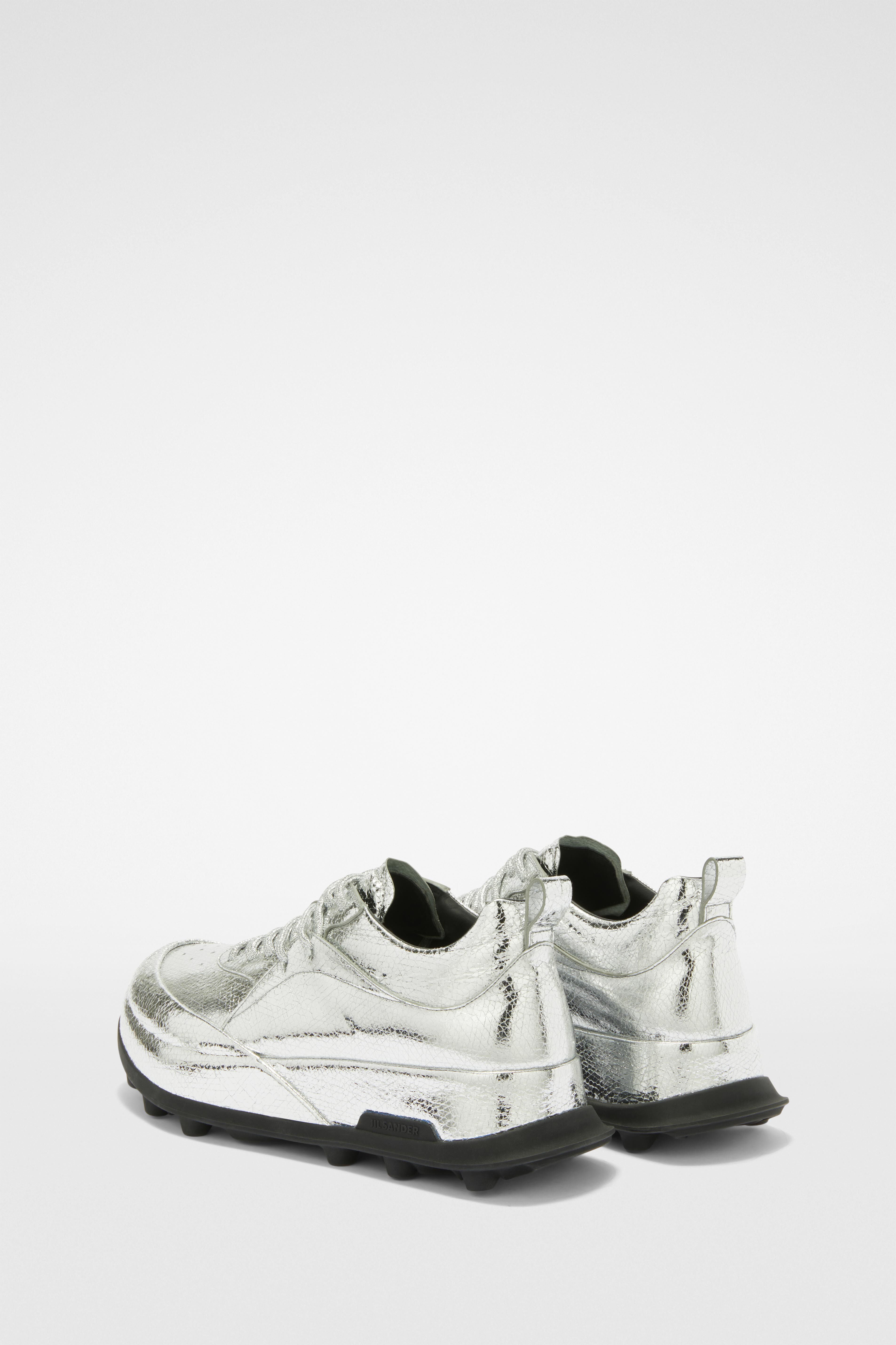JIL SANDER MEN'S SILVER METALLIC LACE UP SHOES