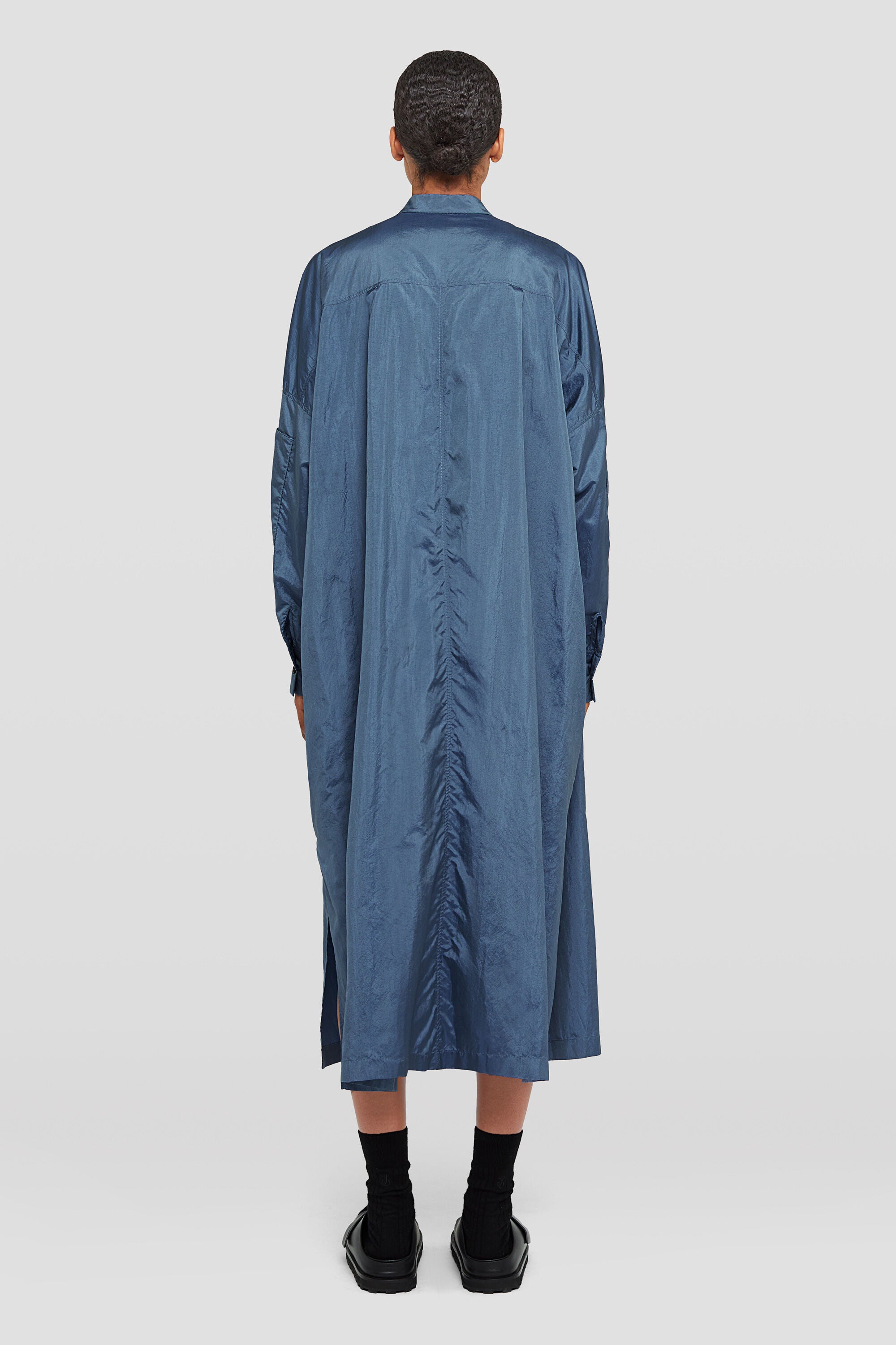 JIL SANDER WOMEN'S OCEAN BLUE LONG SHIRT DRESS