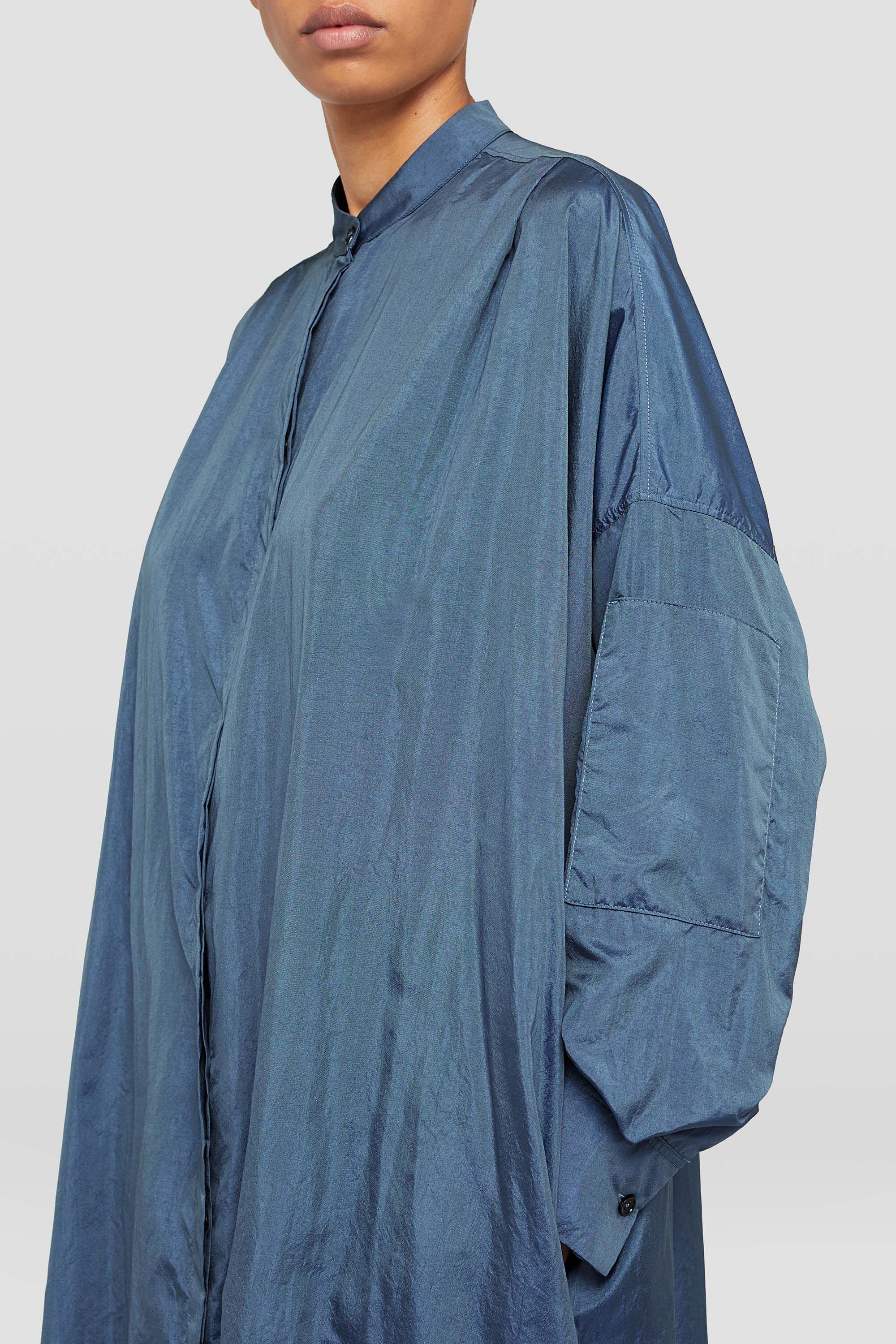 JIL SANDER WOMEN'S OCEAN BLUE LONG SHIRT DRESS