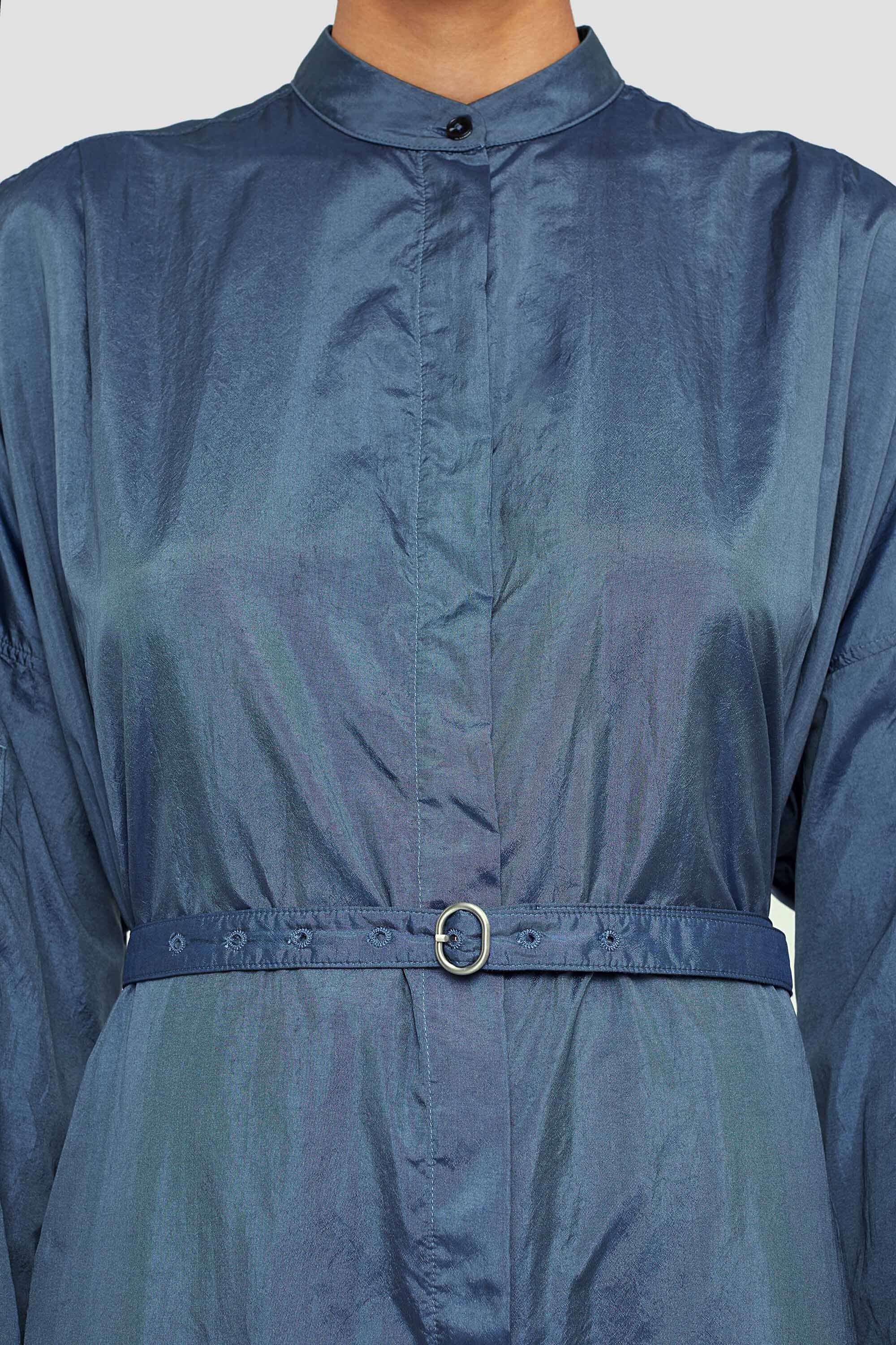 JIL SANDER WOMEN'S OCEAN BLUE LONG SHIRT DRESS