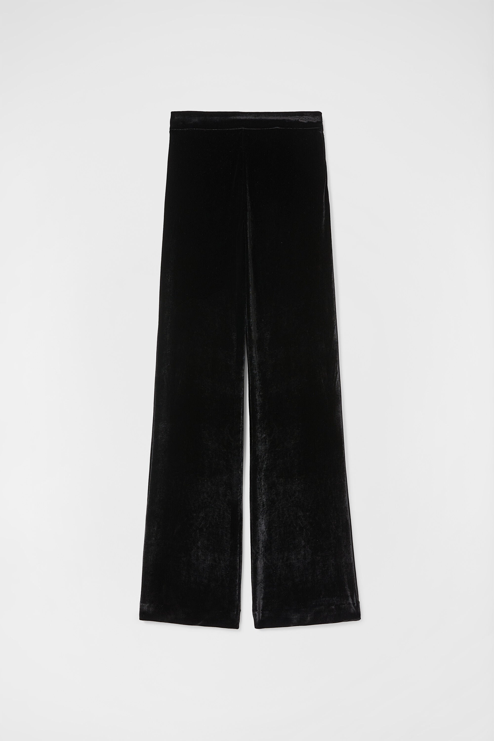 JIL SANDER WOMEN'S BLACK VELVET WIDE LEG TROUSERS