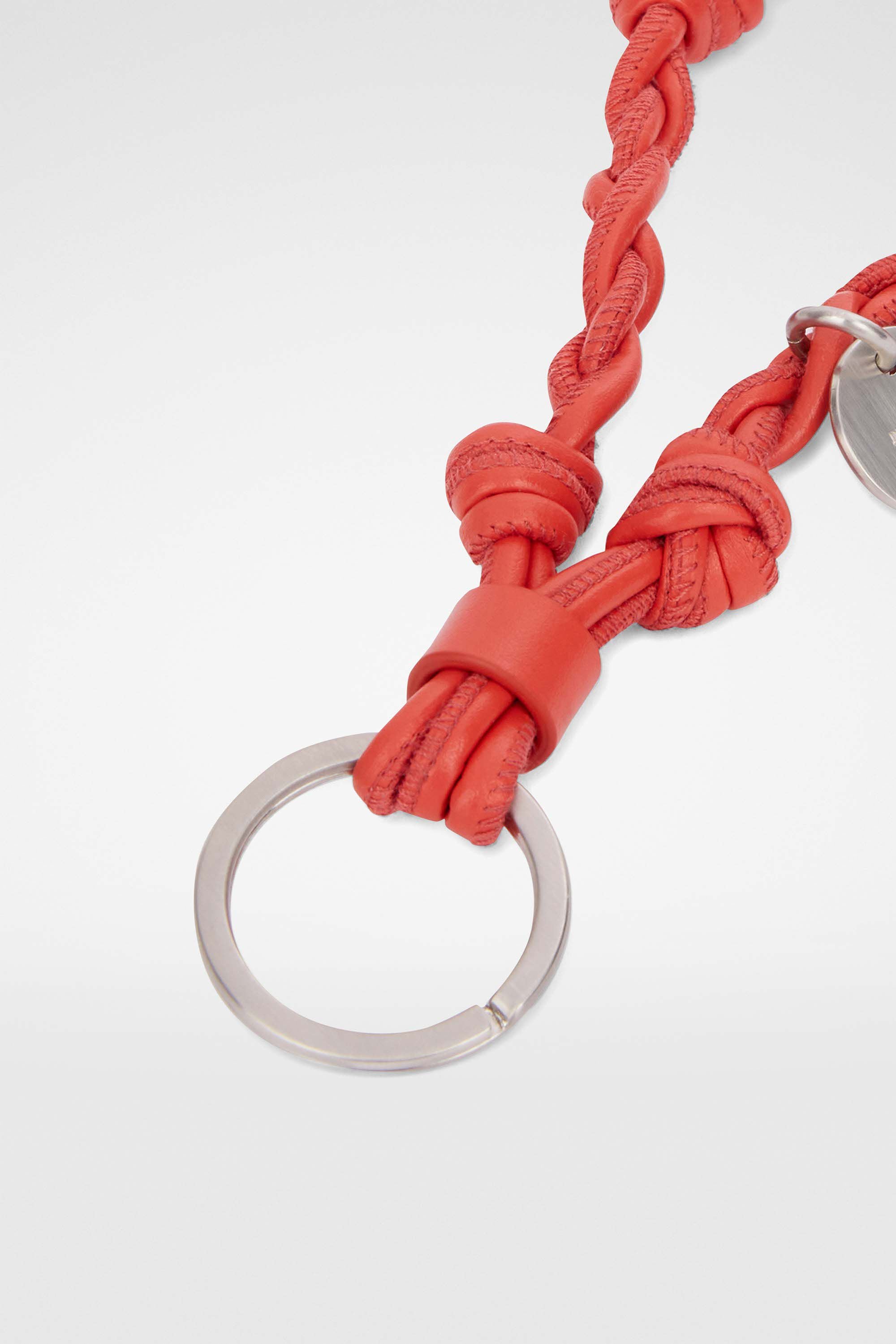 JIL SANDER MEN'S VIVID ORANGE BRAIDED LEATHER KEYCHAIN