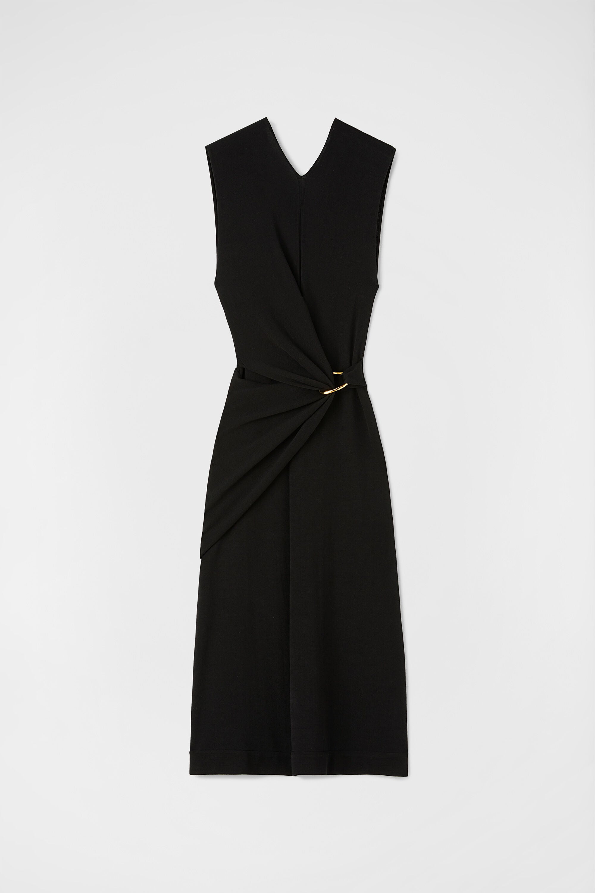 JIL SANDER WOMEN'S BLACK SLEEVELESS DRAPED DRESS