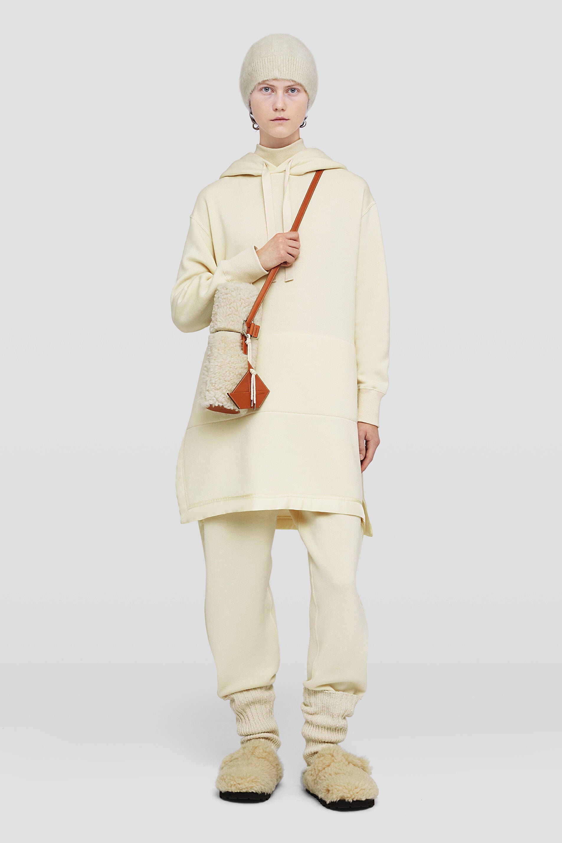 JIL SANDER WOMEN'S CREAM RELAXED KNIT TROUSERS